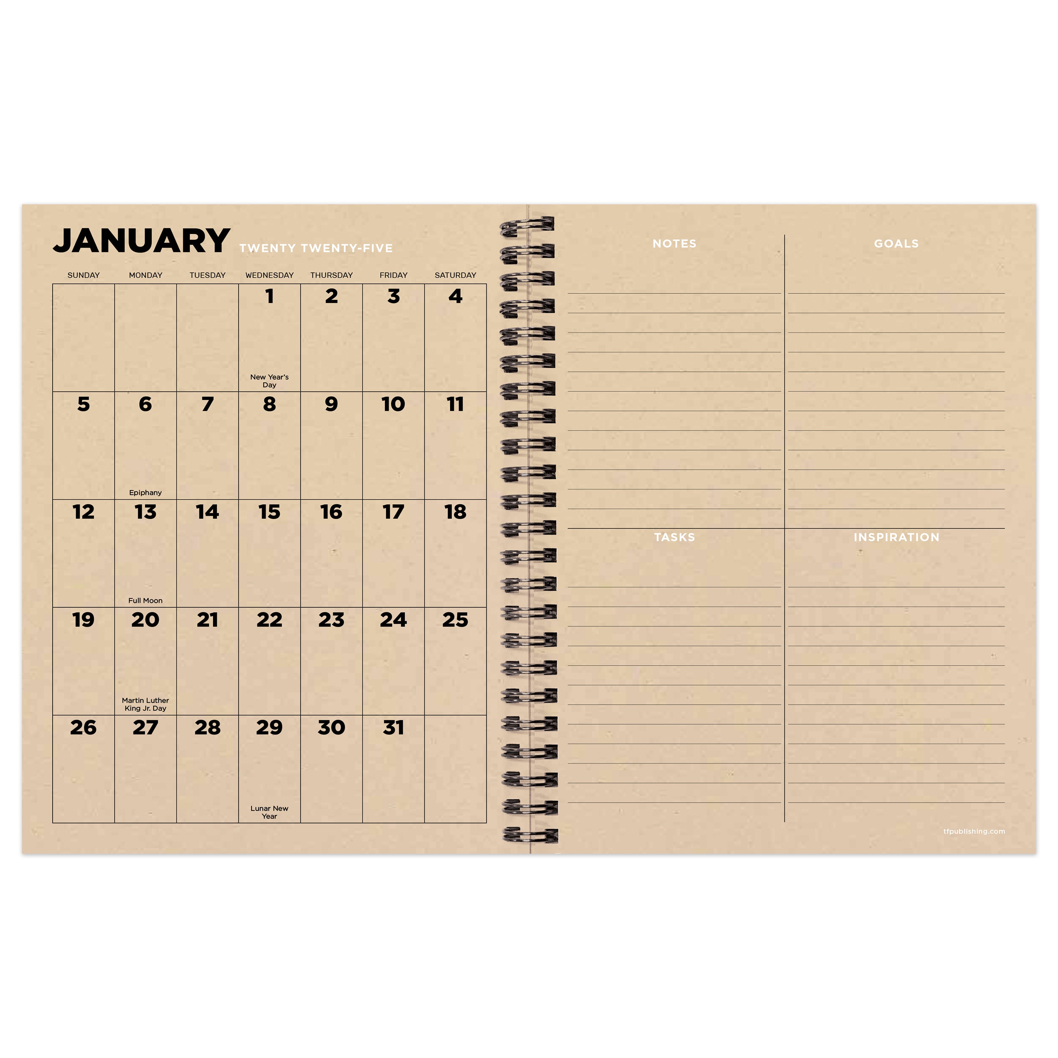 2025 Big Wave - Medium Monthly & Weekly Diary/Planner