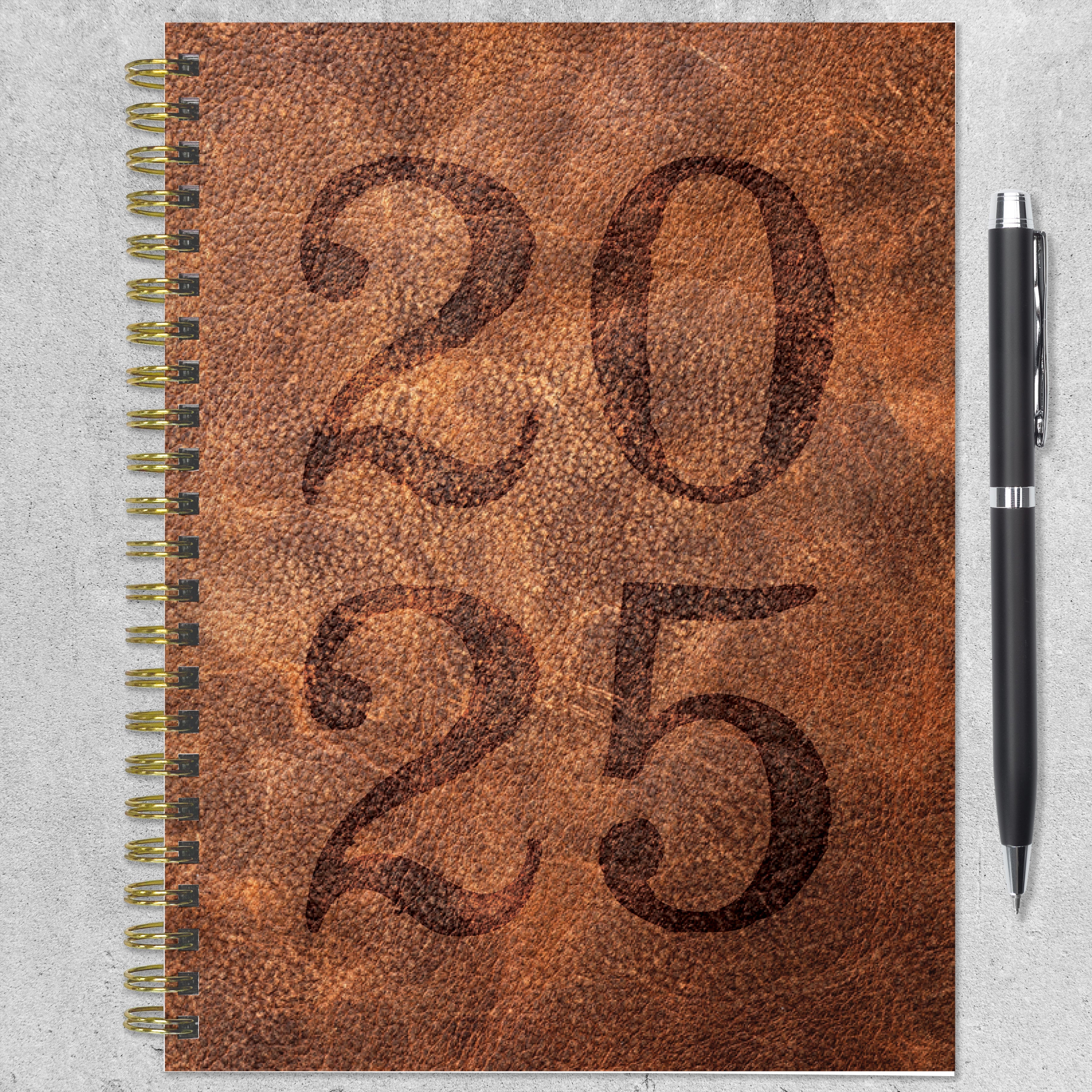 2025 Aged Leather - Medium Monthly & Weekly Diary/Planner