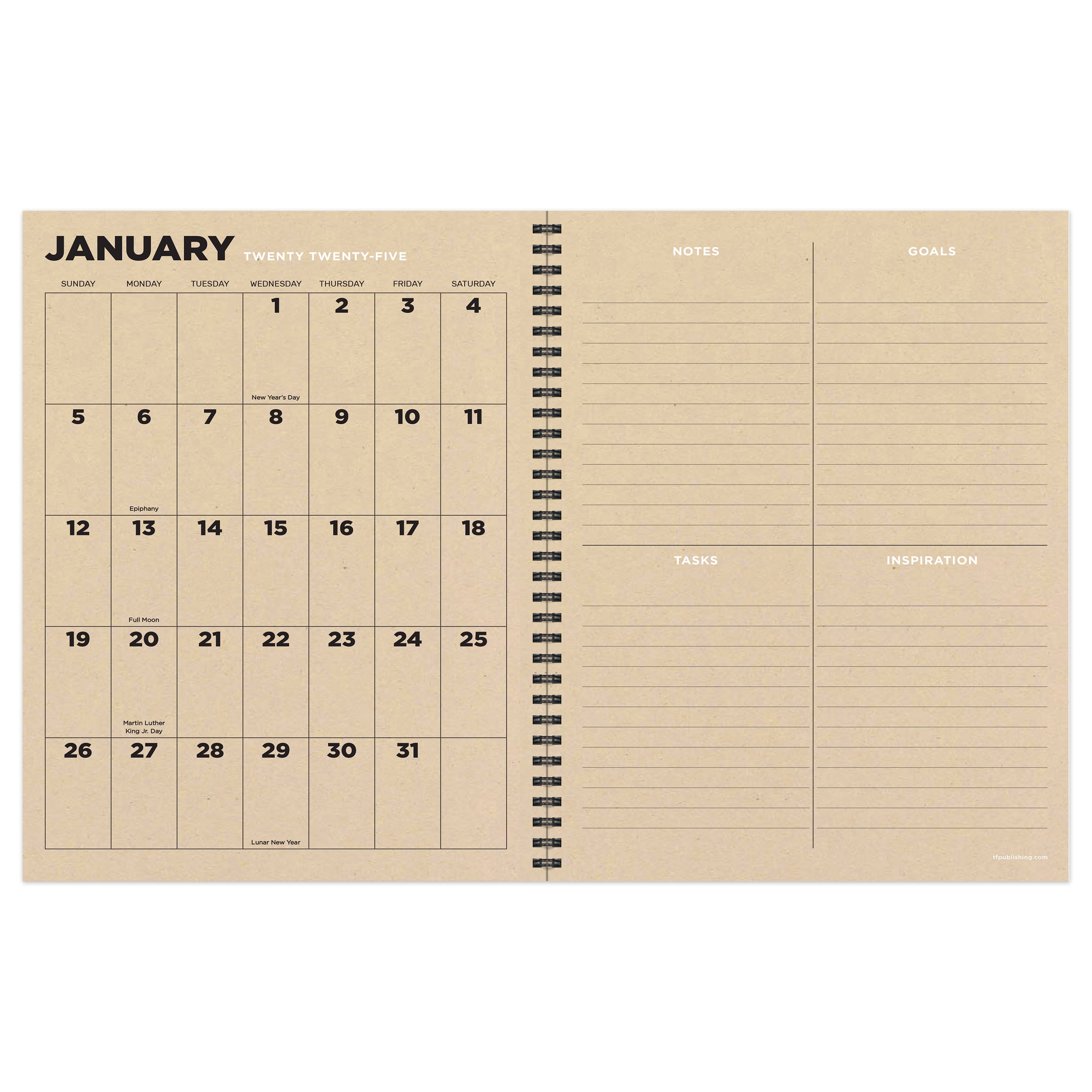 2025 Navy Grid Space - Large Monthly & Weekly Diary/Planner