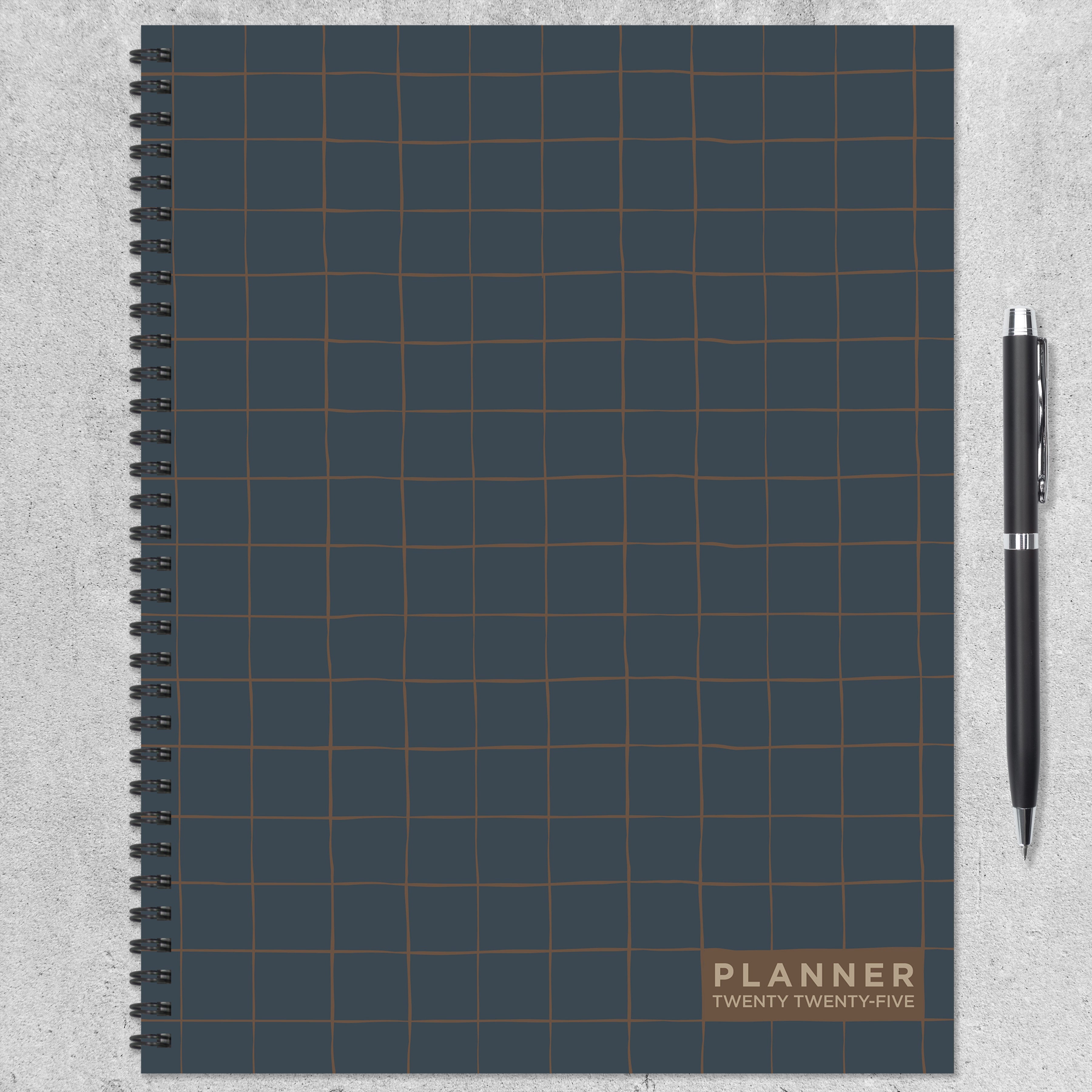 2025 Navy Grid Space - Large Monthly & Weekly Diary/Planner