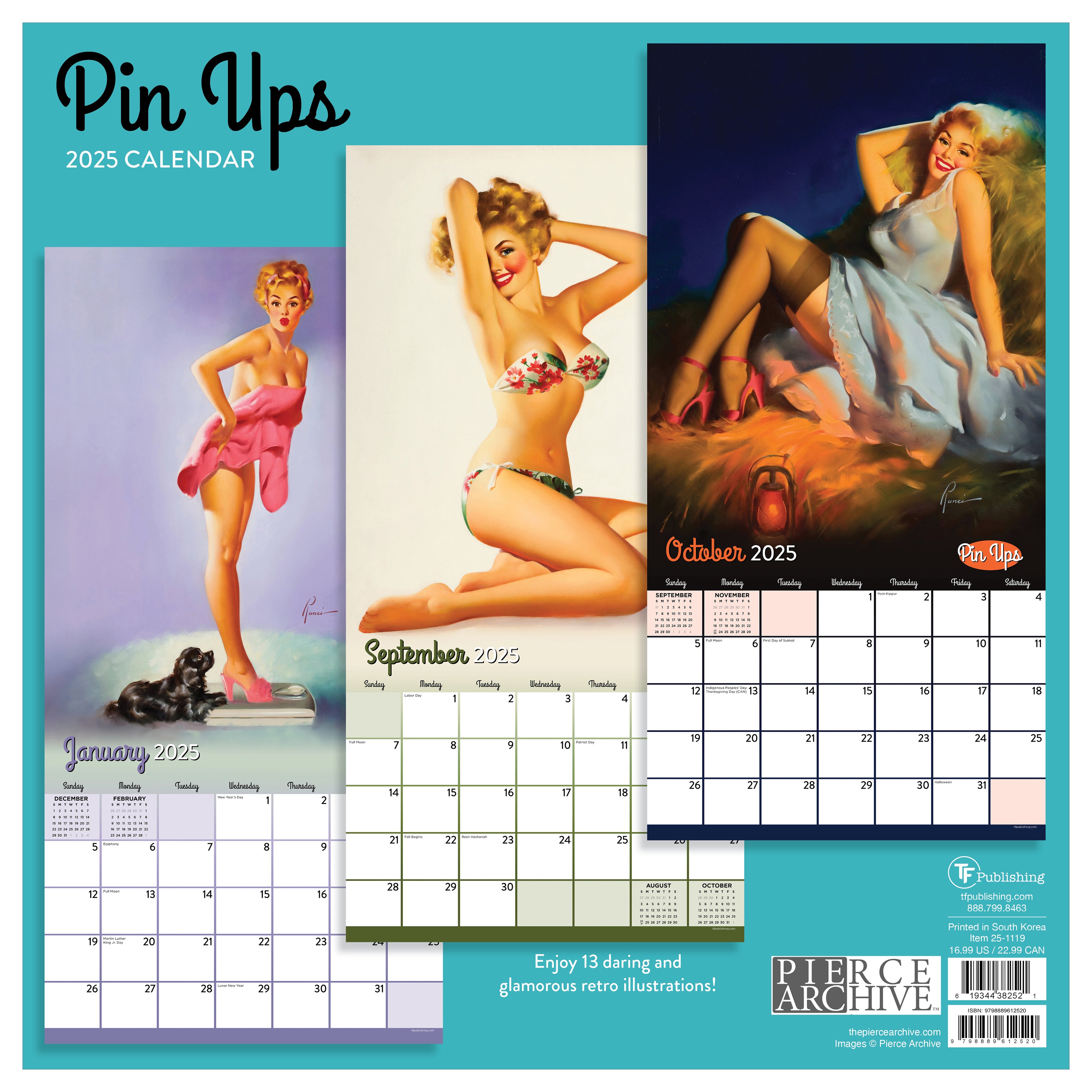 2025 PinUps - Square Wall Calendar