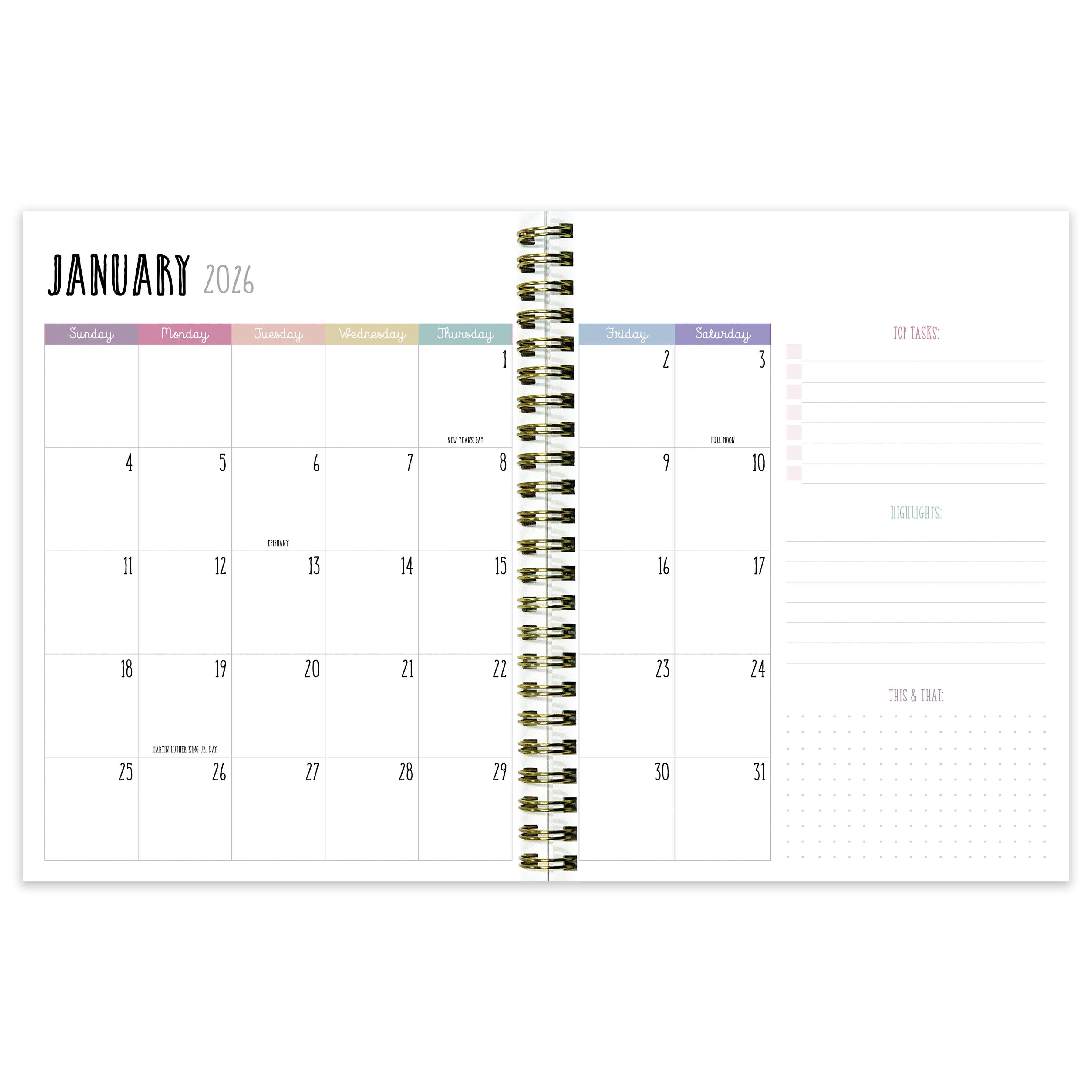 2026 Color Wave - Medium Monthly & Weekly Pocket Diary/Planner
