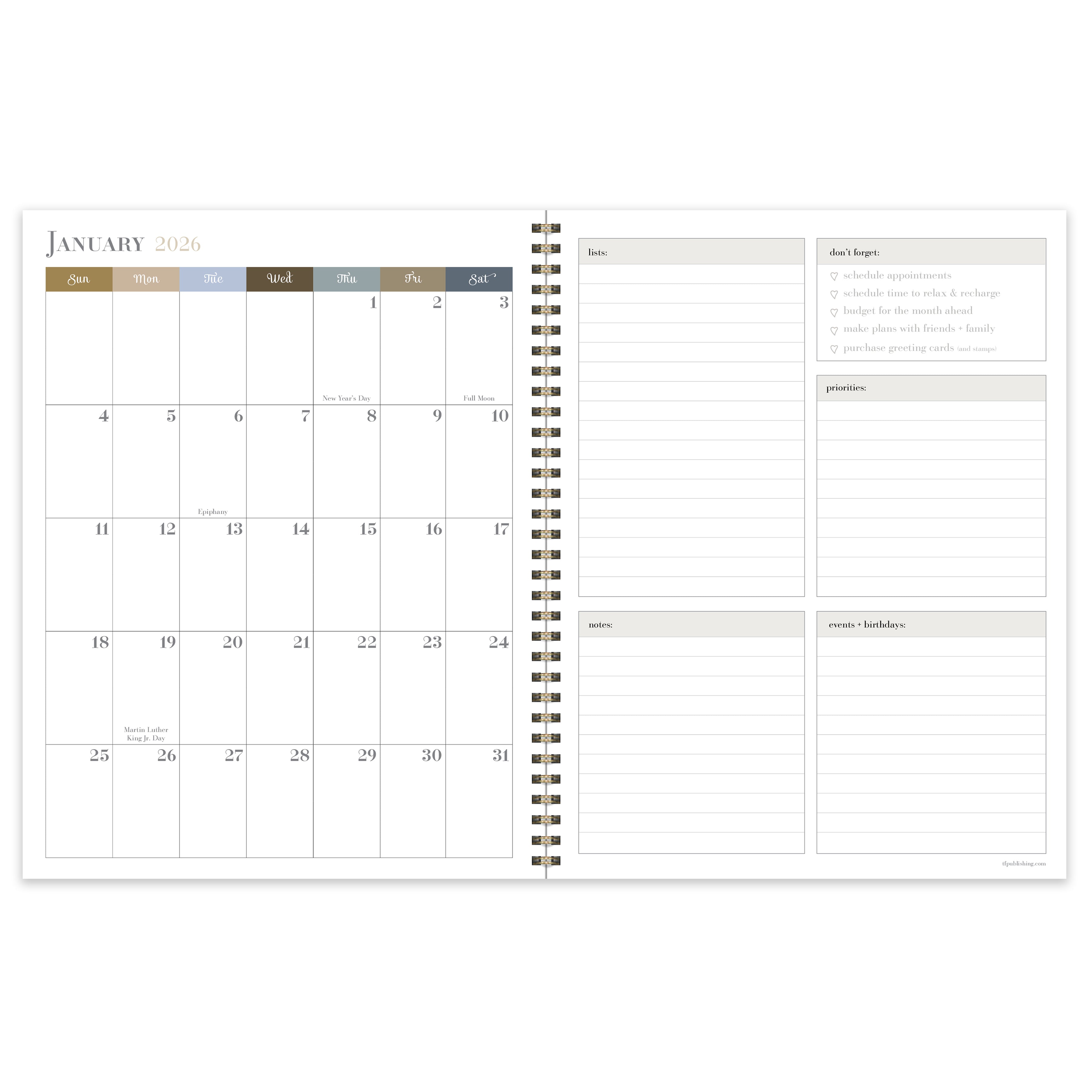 2026 Tres Belle Blue - Large Monthly & Weekly Diary/Planner