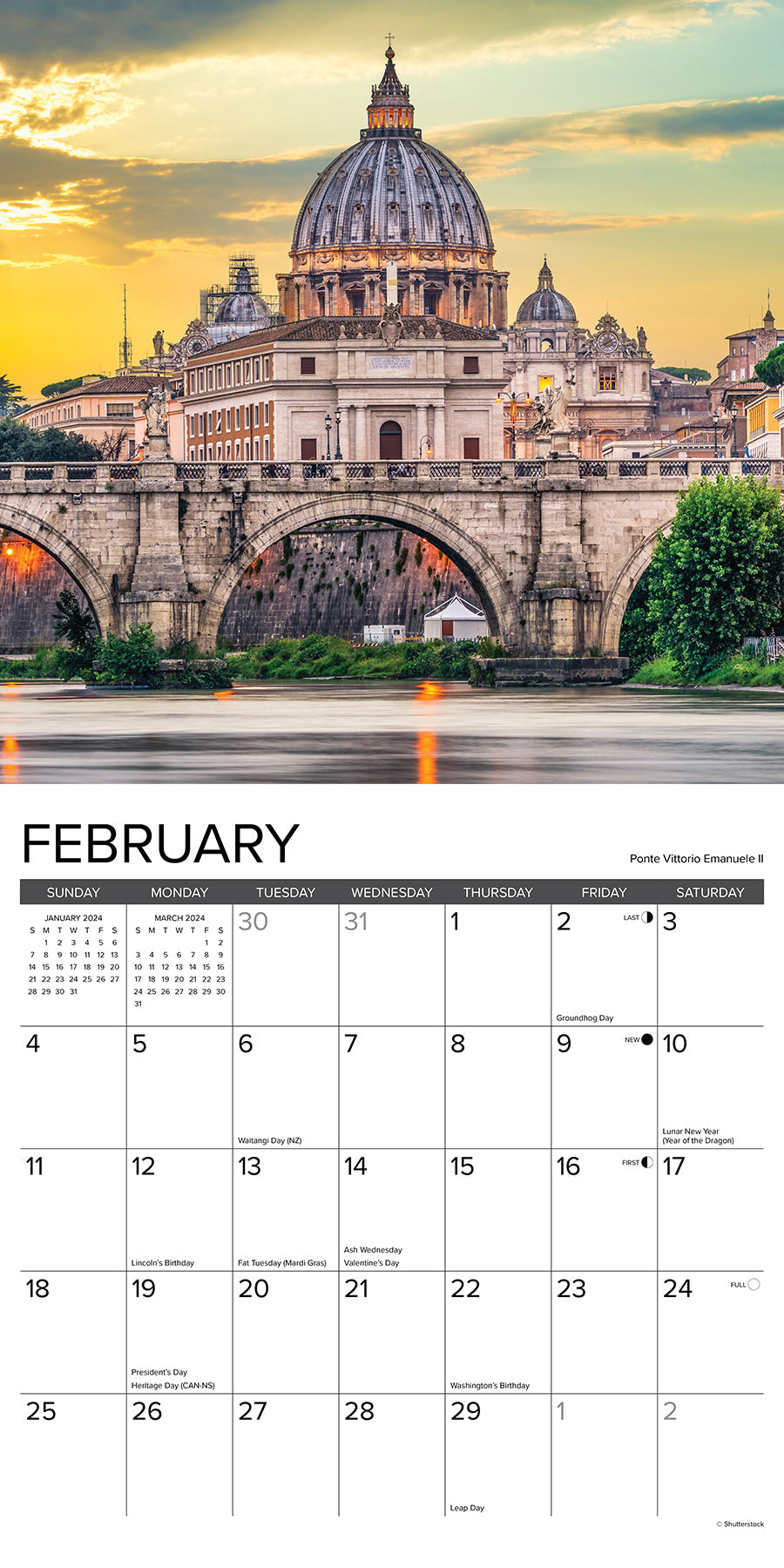 2024 Rome (by Willow Creek) Square Wall Calendar Travel Calendars