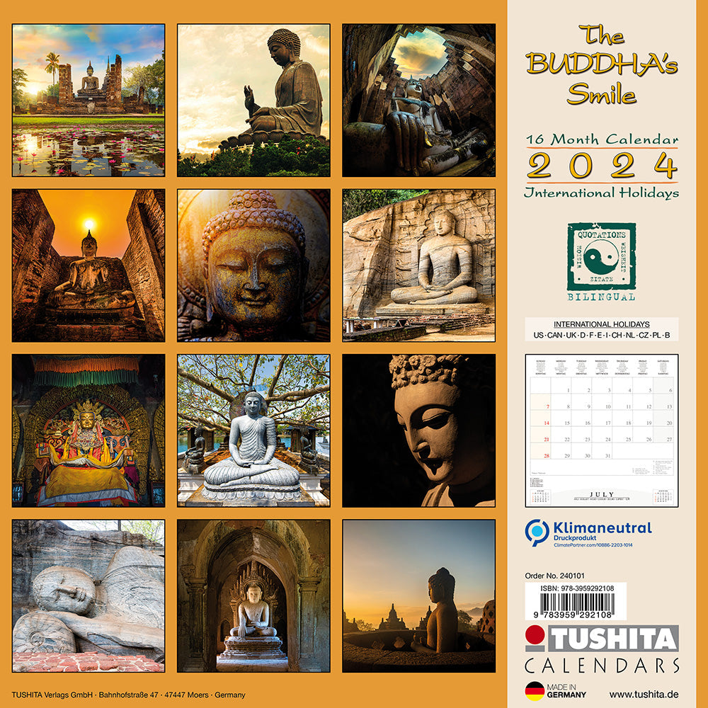 2024 Buddhas Smile - Square Wall Calendar