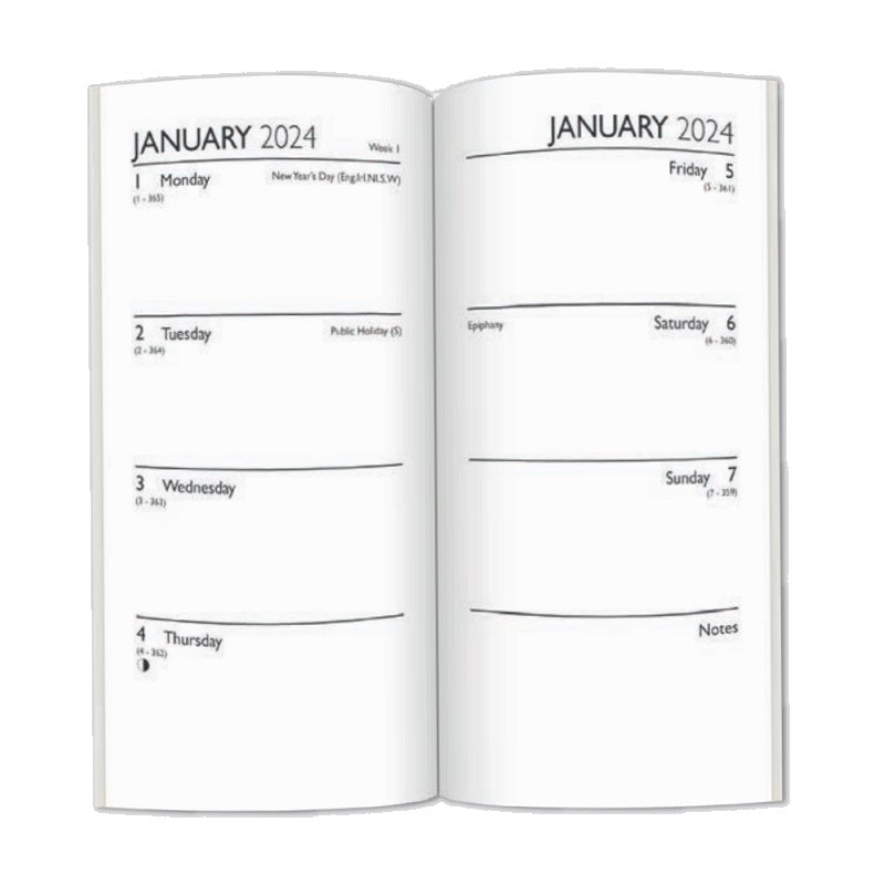2024 Maroon Fabric Slim - Weekly Diary/Planner