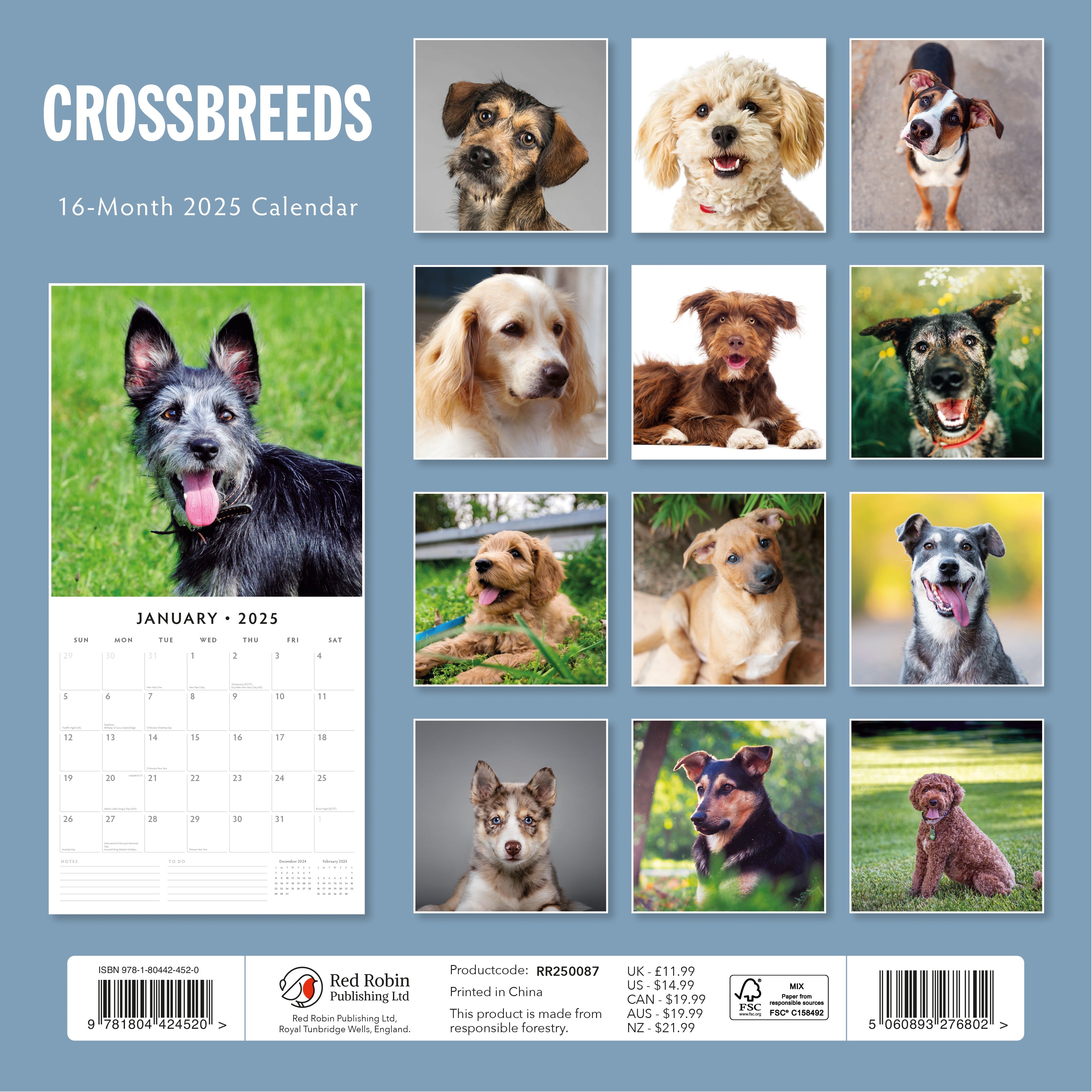 2025 Crossbreeds - Square Wall Calendar