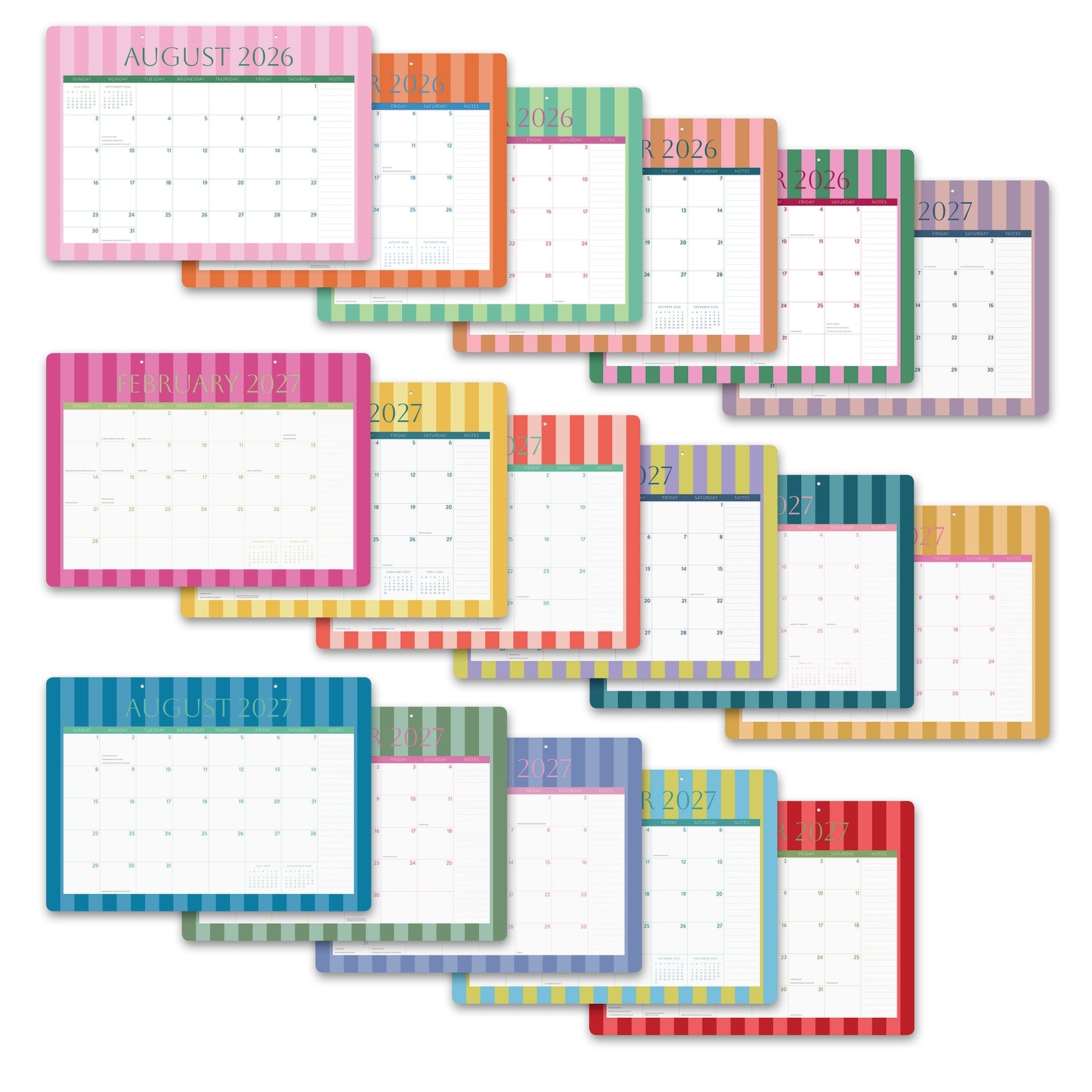 2027 Cabana Stripes - 17-Month Desk Blotter Calendar