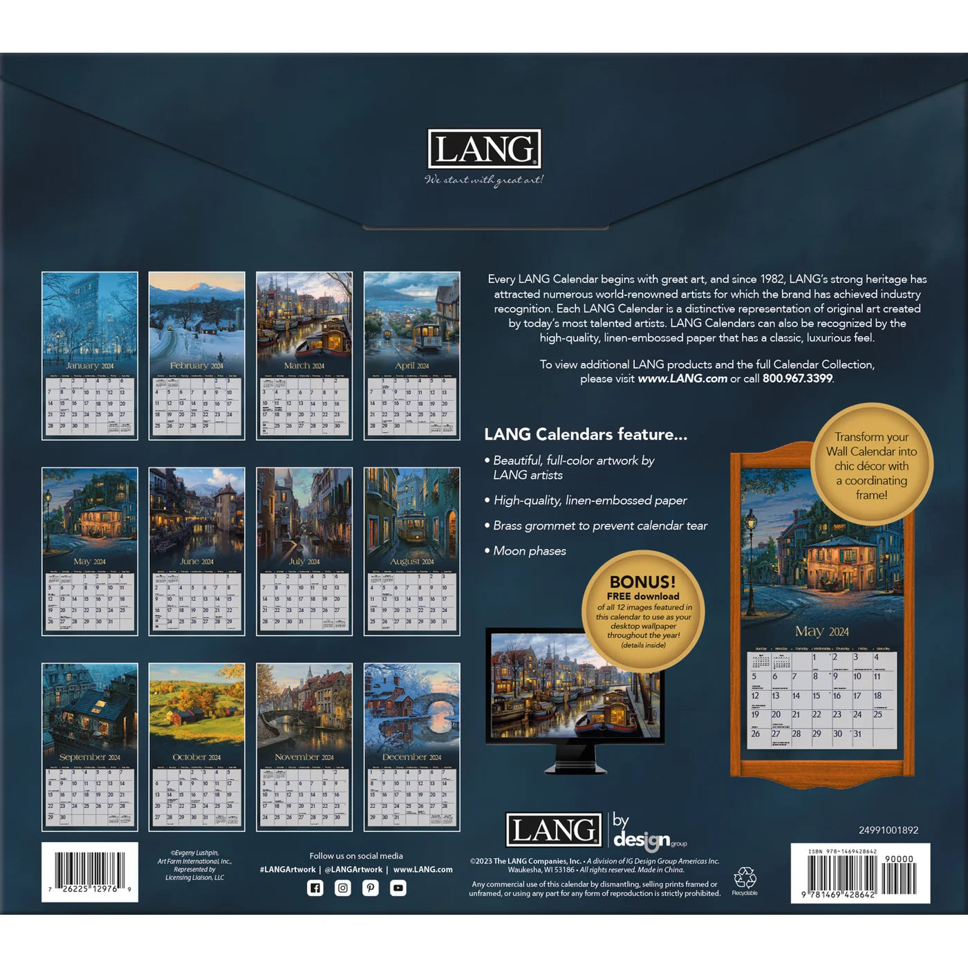 2024 LANG Around The World By Evgeny Lushpin - Deluxe Wall Calendar