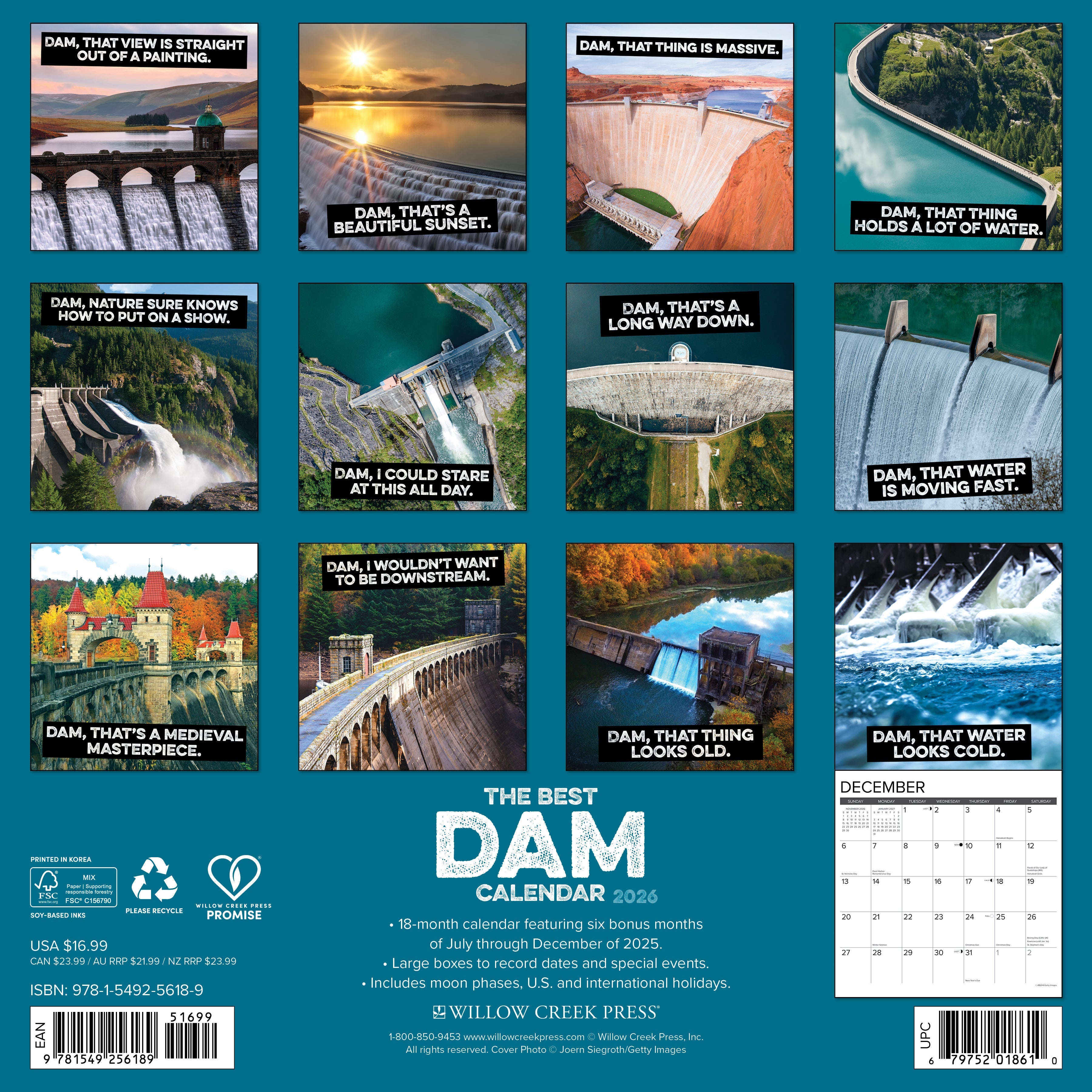 2026 The Best Dam Calendar - Square Wall