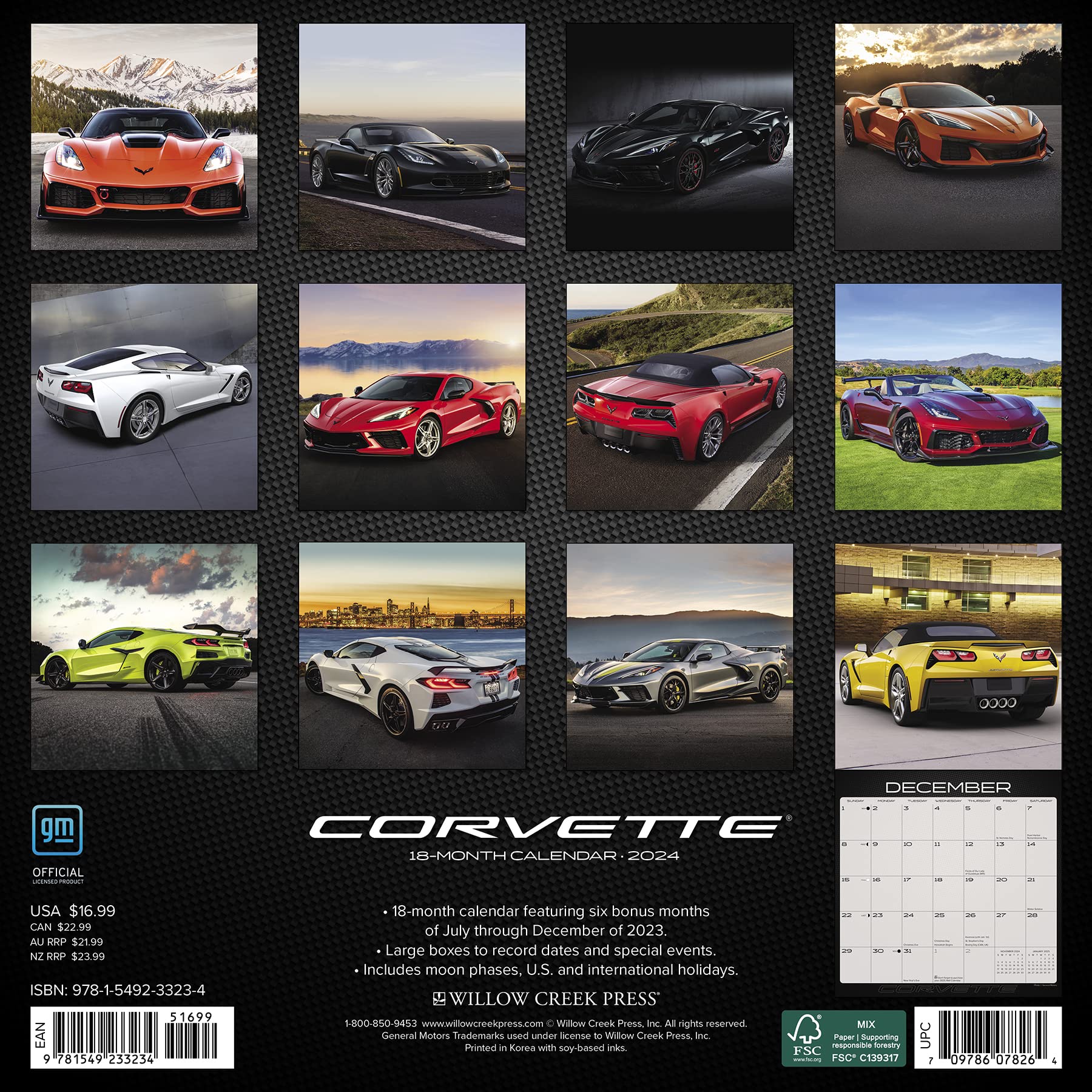 2024 Corvette Square Wall Calendar Cars & Transport Calendars by