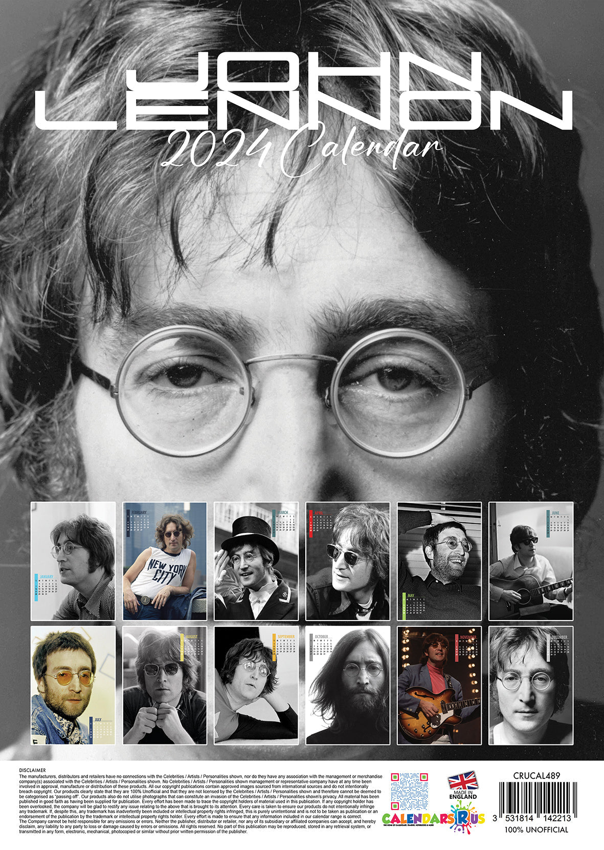 2024 John Lennon - A3 Wall Calendar