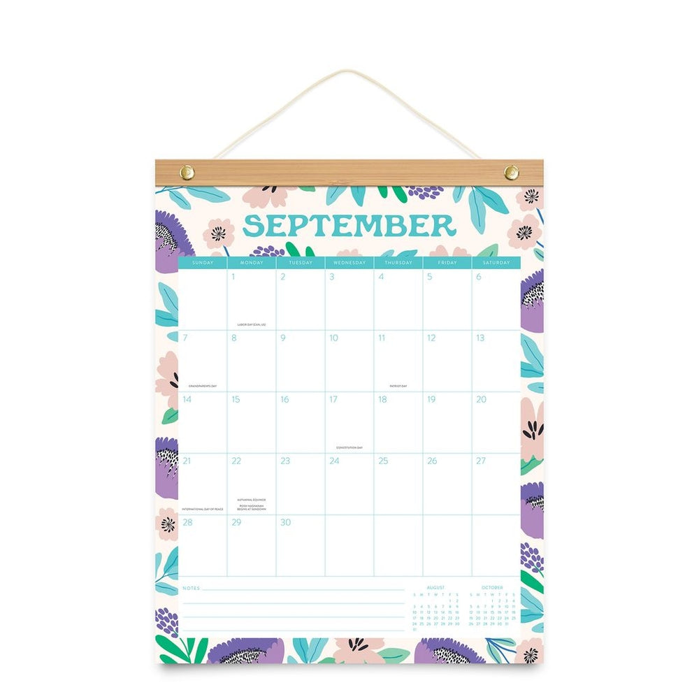 2025 Botanical Bliss Bamboo-Hanger - Deluxe Wall Calendar