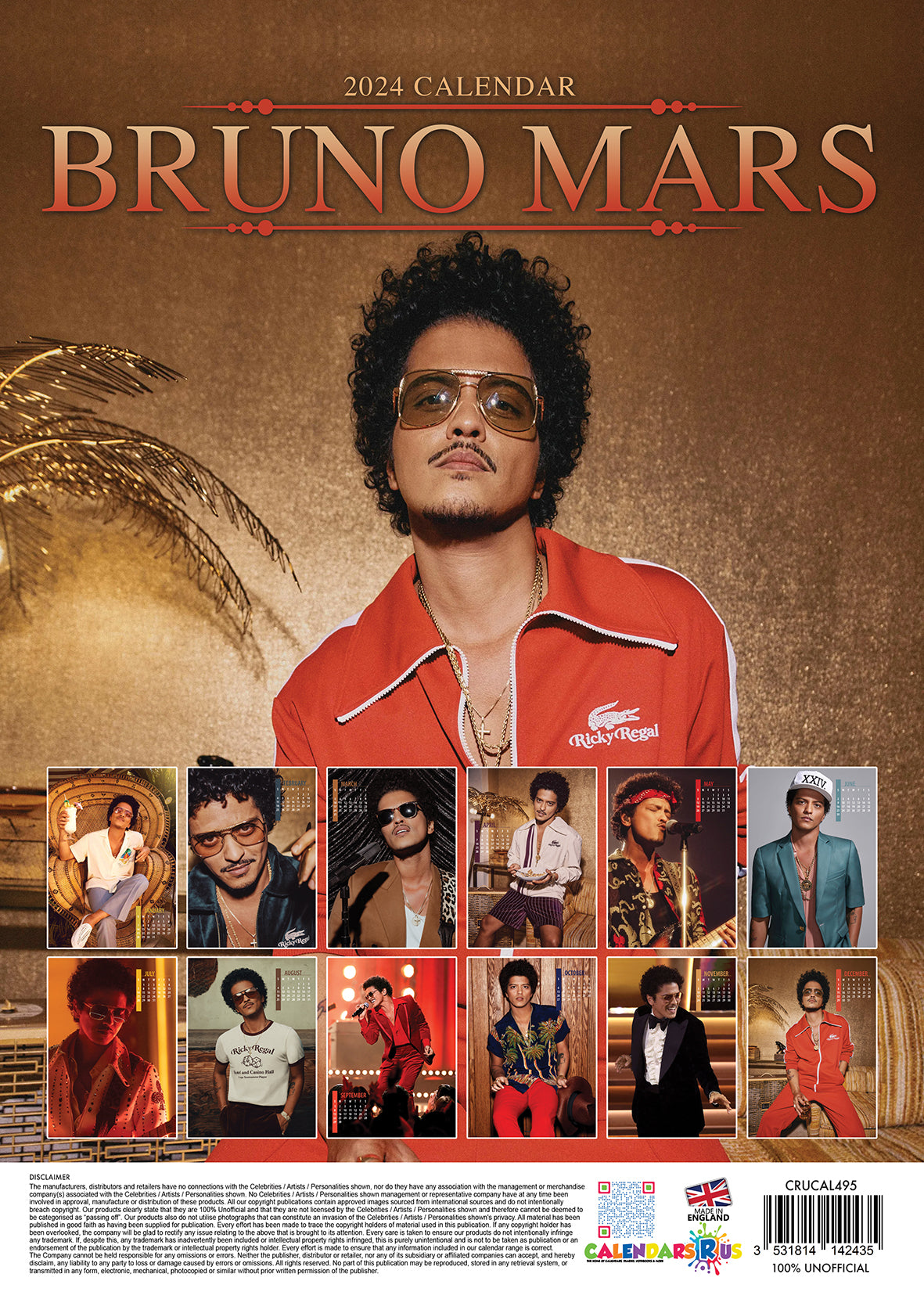 2024 Bruno Mars - A3 Wall Calendar