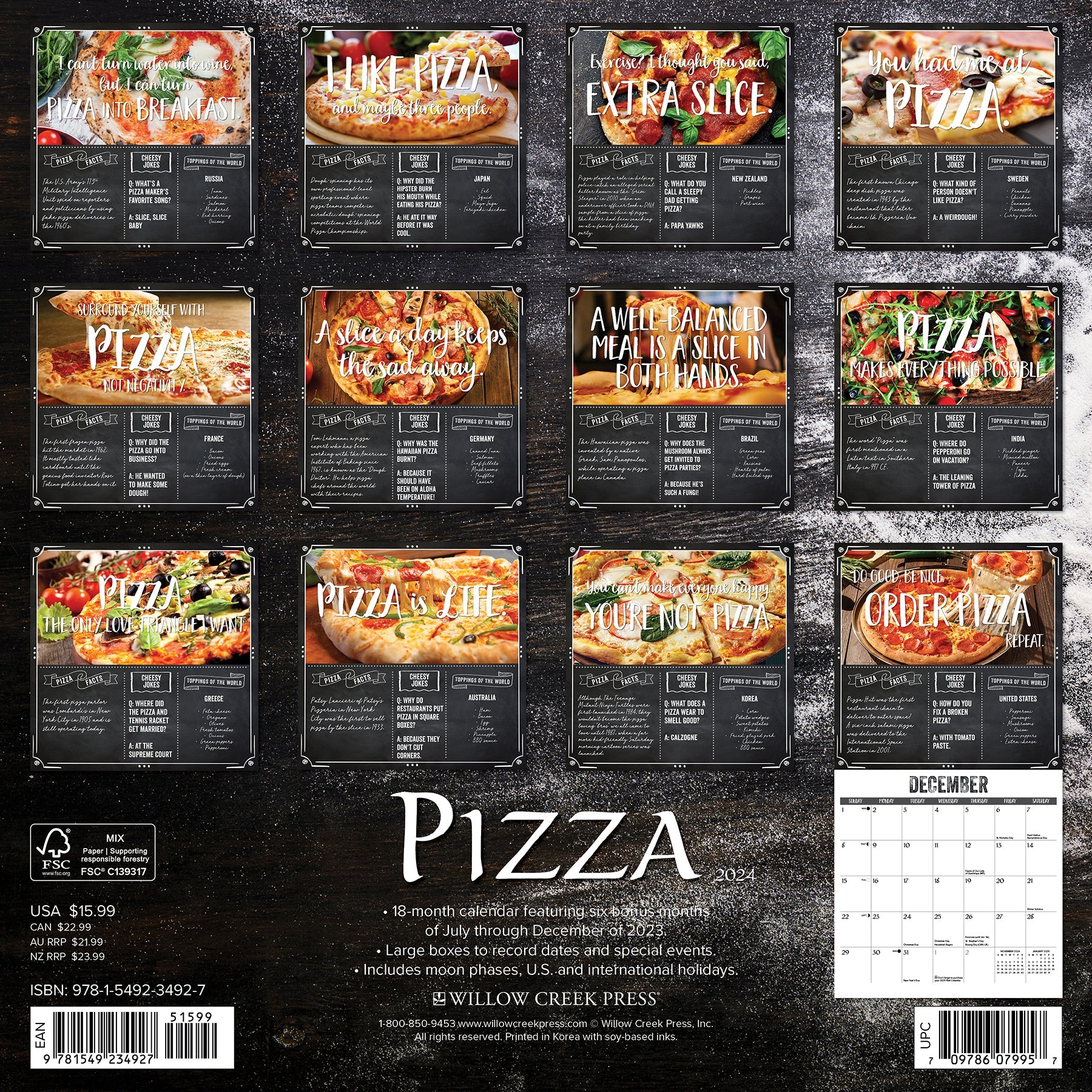 2024 Pizza - Square Wall Calendar