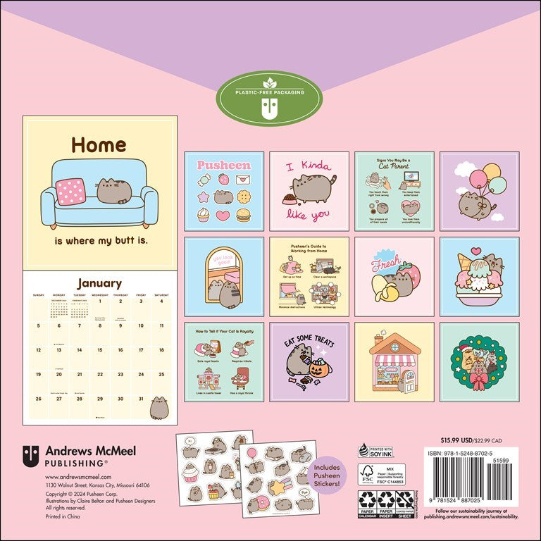 2025 Pusheen Smile Every Day - Square Wall Calendar