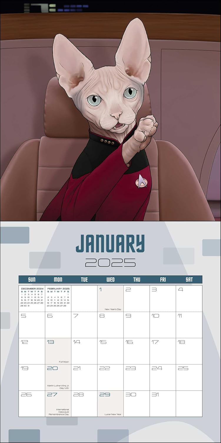 2025 Star Trek Cats of the U.S.S. Enterprise - Square Wall Calendar