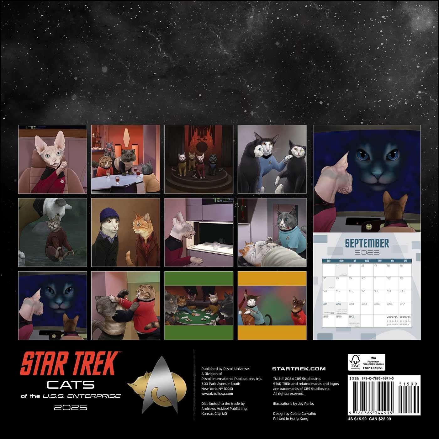 2025 Star Trek Cats of the U.S.S. Enterprise - Square Wall Calendar