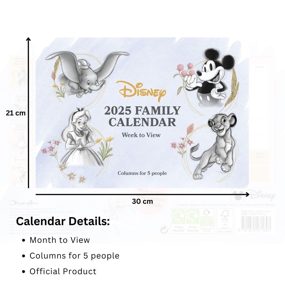 2025 Disney Heritage Family Organiser - Horizontal Wall Calendar