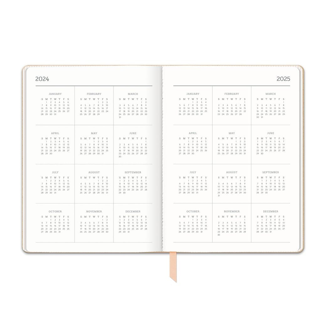 2025 Flowers on Rose Quartz - Large Dual-Textured Weekly & Monthly Diary/Planner