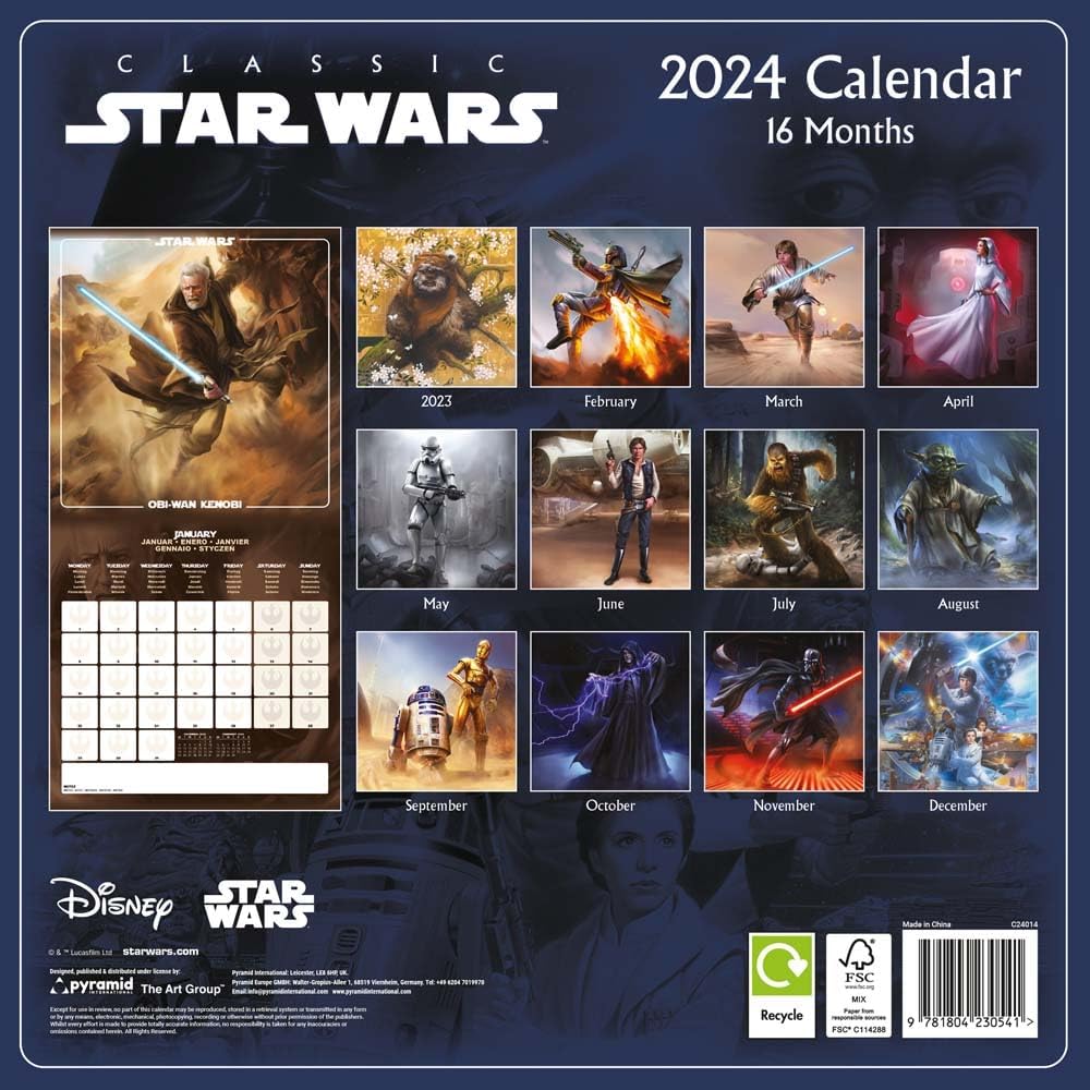 2024 Family Organiser Calendar Star Wars Square Wall Hanging