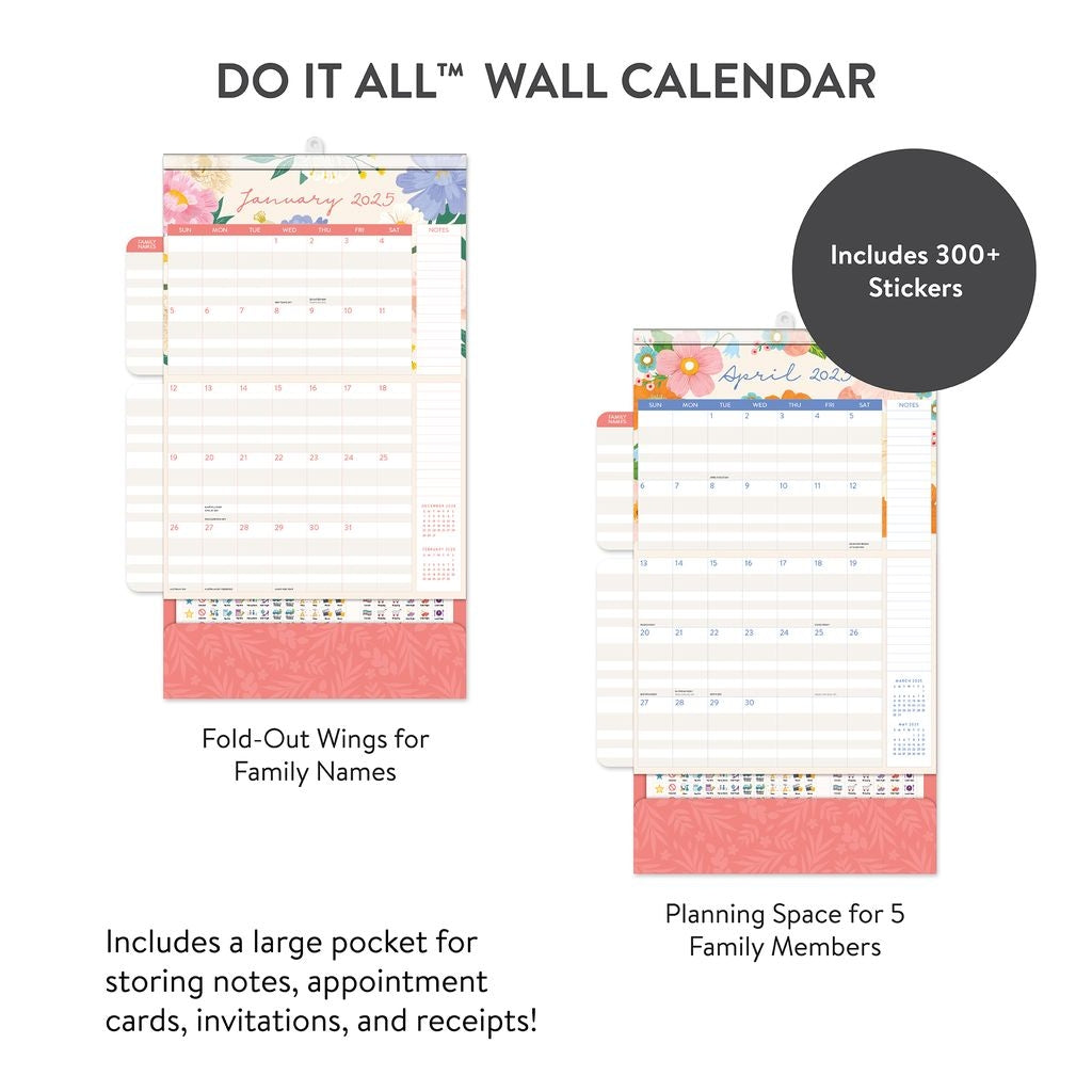 2025 Bella Flora Do It All Wall Family Planner - Deluxe Wall Calendar