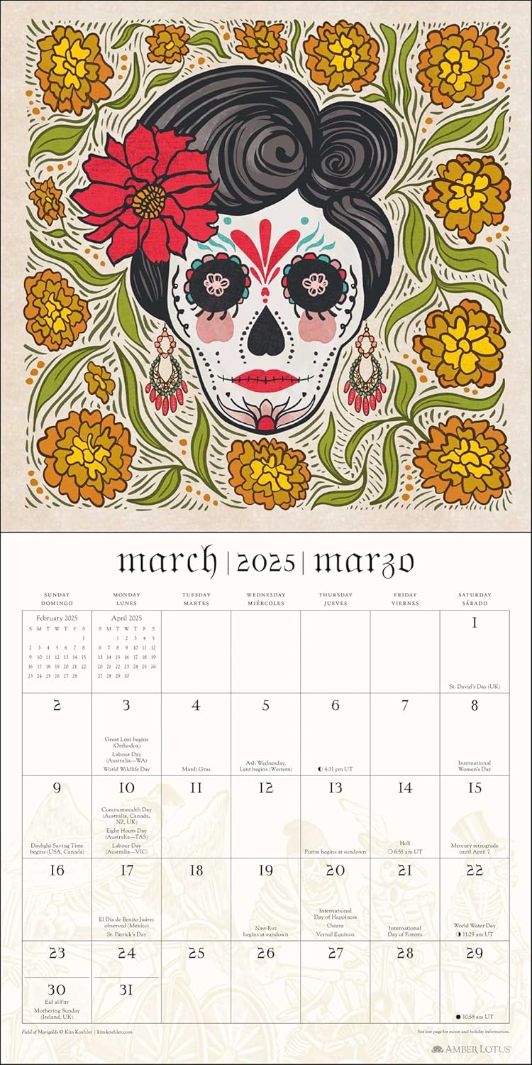 2025 Day of the Dead - Sugar Skulls - Square Wall Calendar