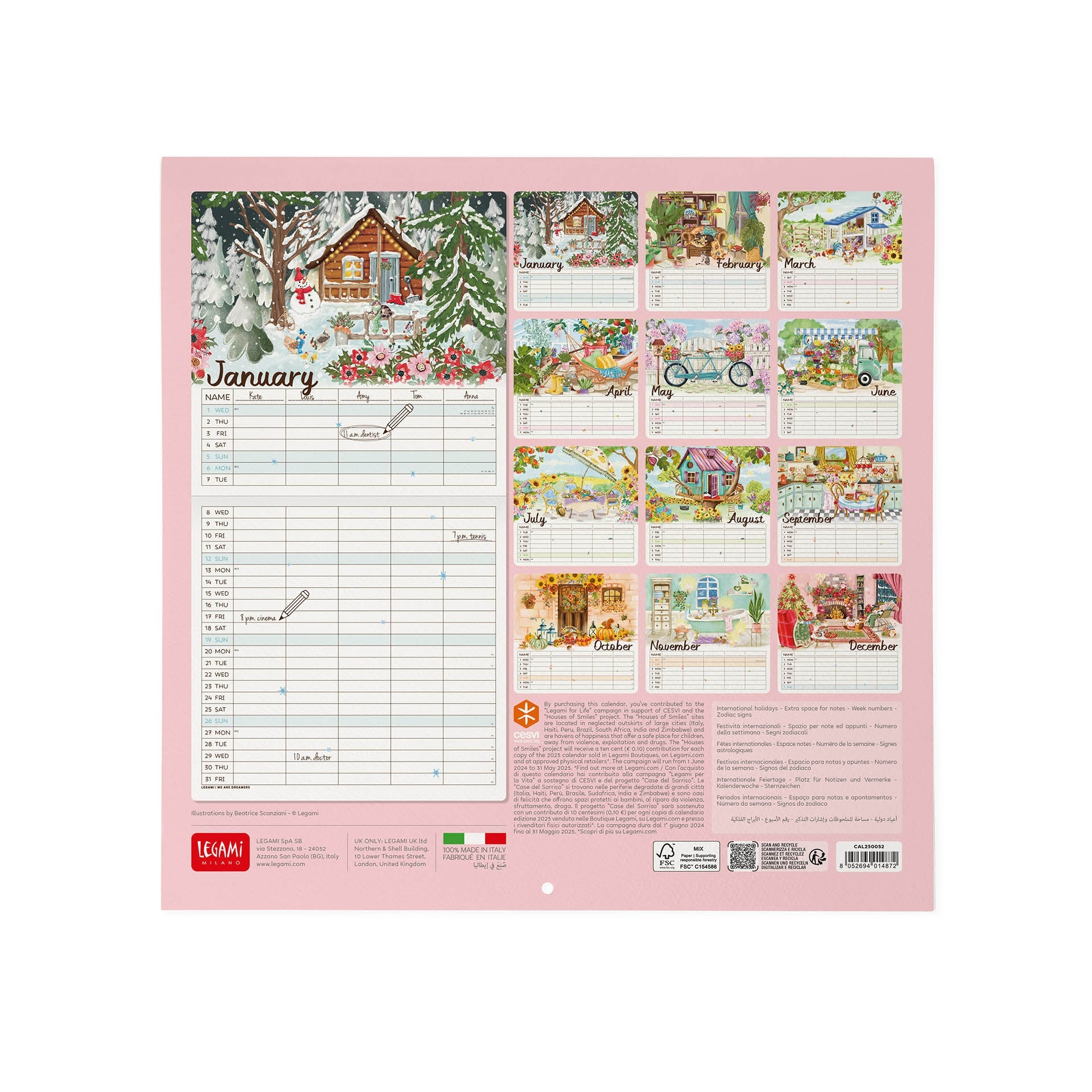 2025 Home Sweet Home - Square Wall Calendar