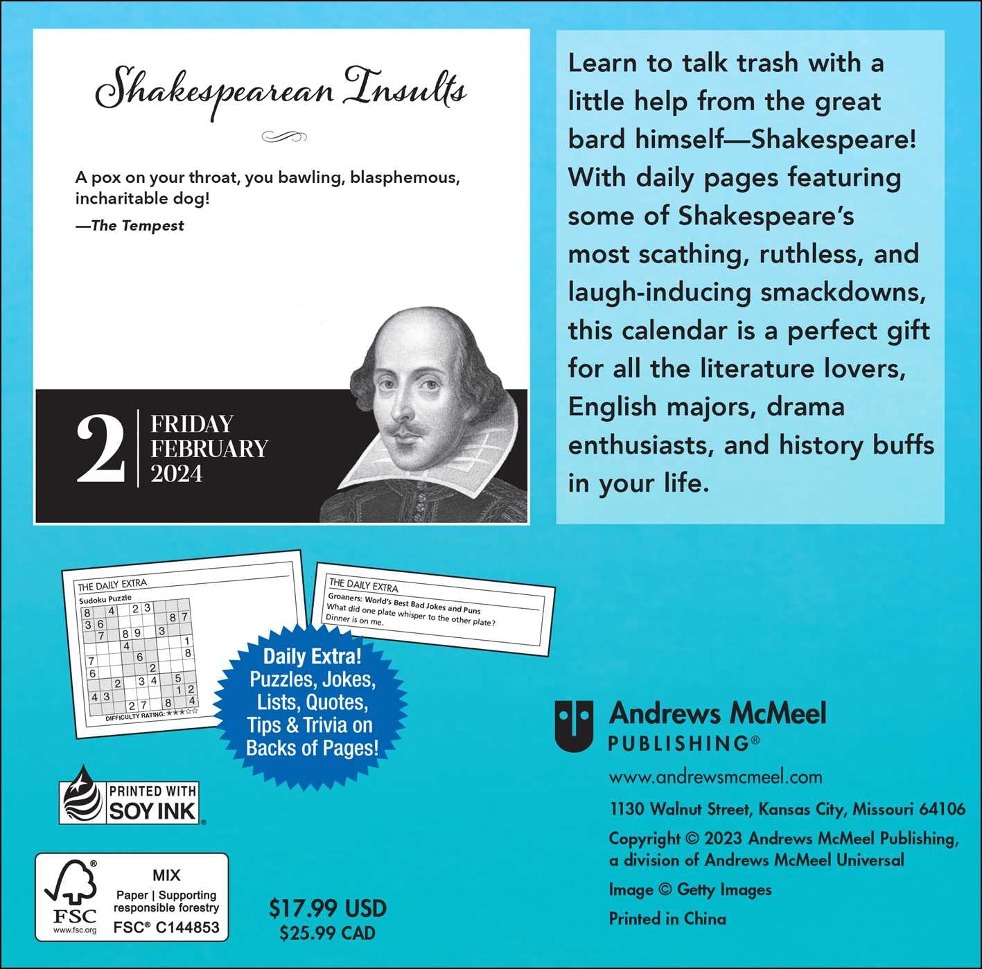 2024 Shakespearean Insults Daily Boxed PageADay Calendar