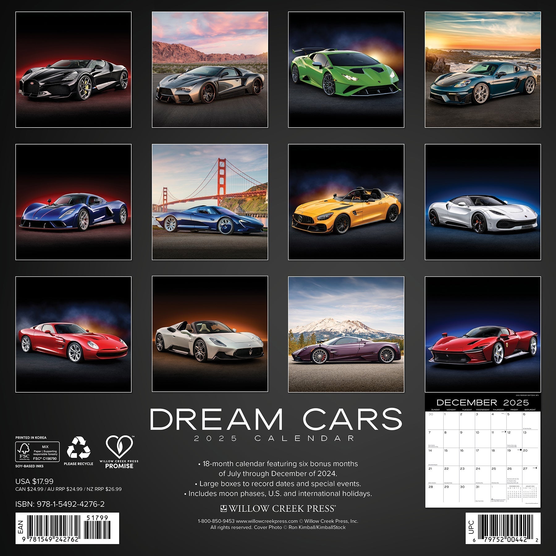 2025 Dream Cars (w/foil) - Square Wall Calendar