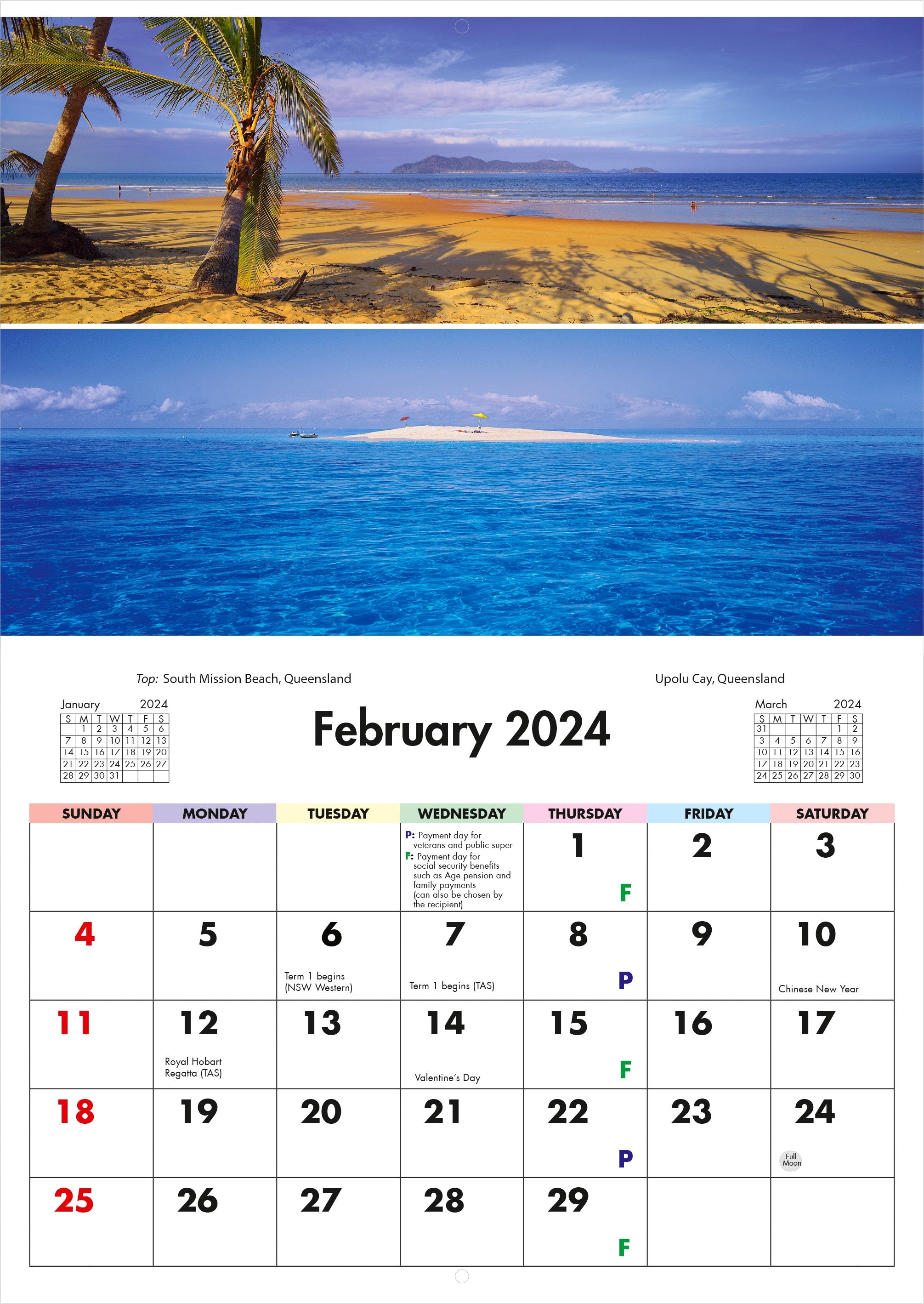 2024 Australian Beaches - Horizontal Wall Calendar