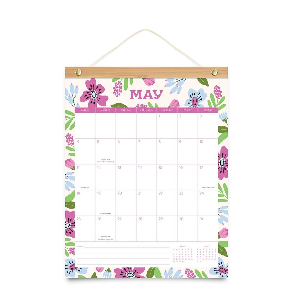 2025 Botanical Bliss Bamboo-Hanger - Deluxe Wall Calendar