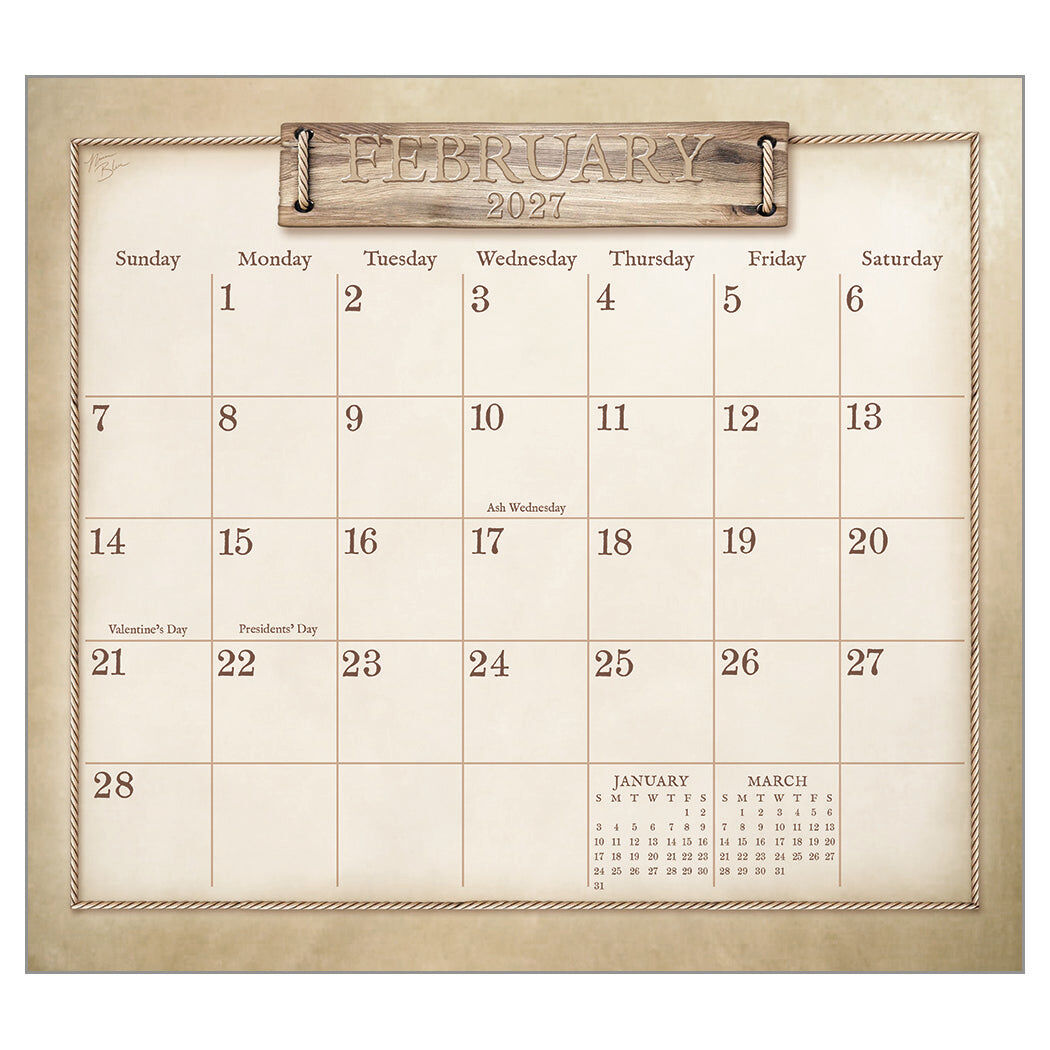 2027 Home On The Range - Deluxe Wall Calendar by Nina Blue