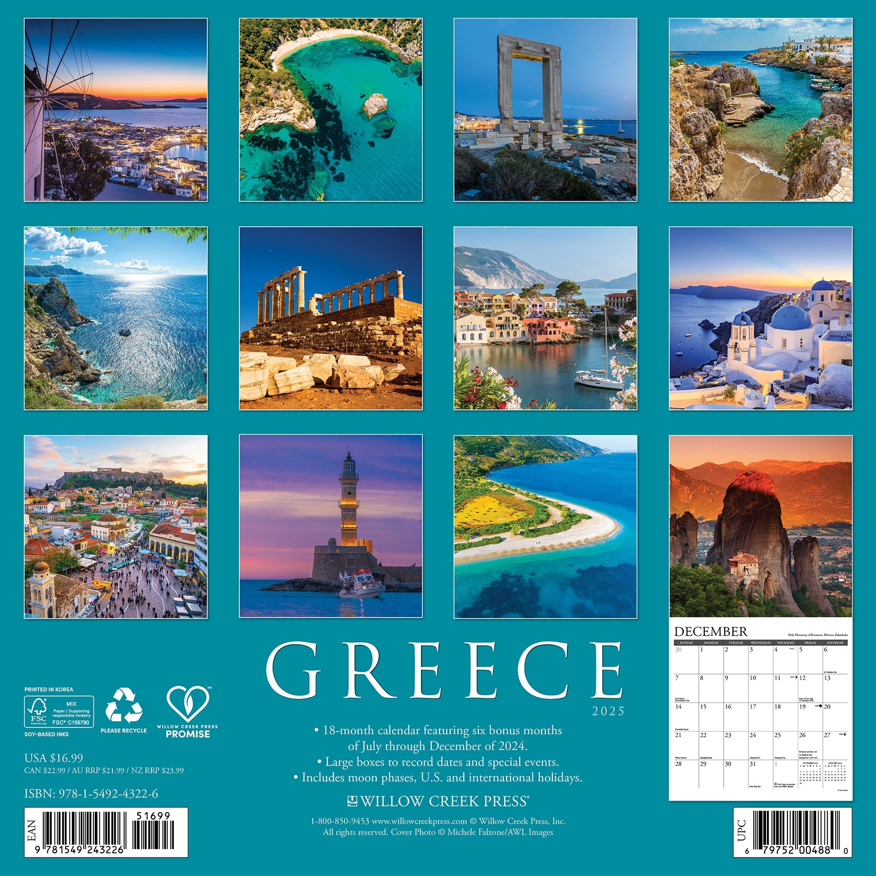 2025 Greece - Square Wall Calendar