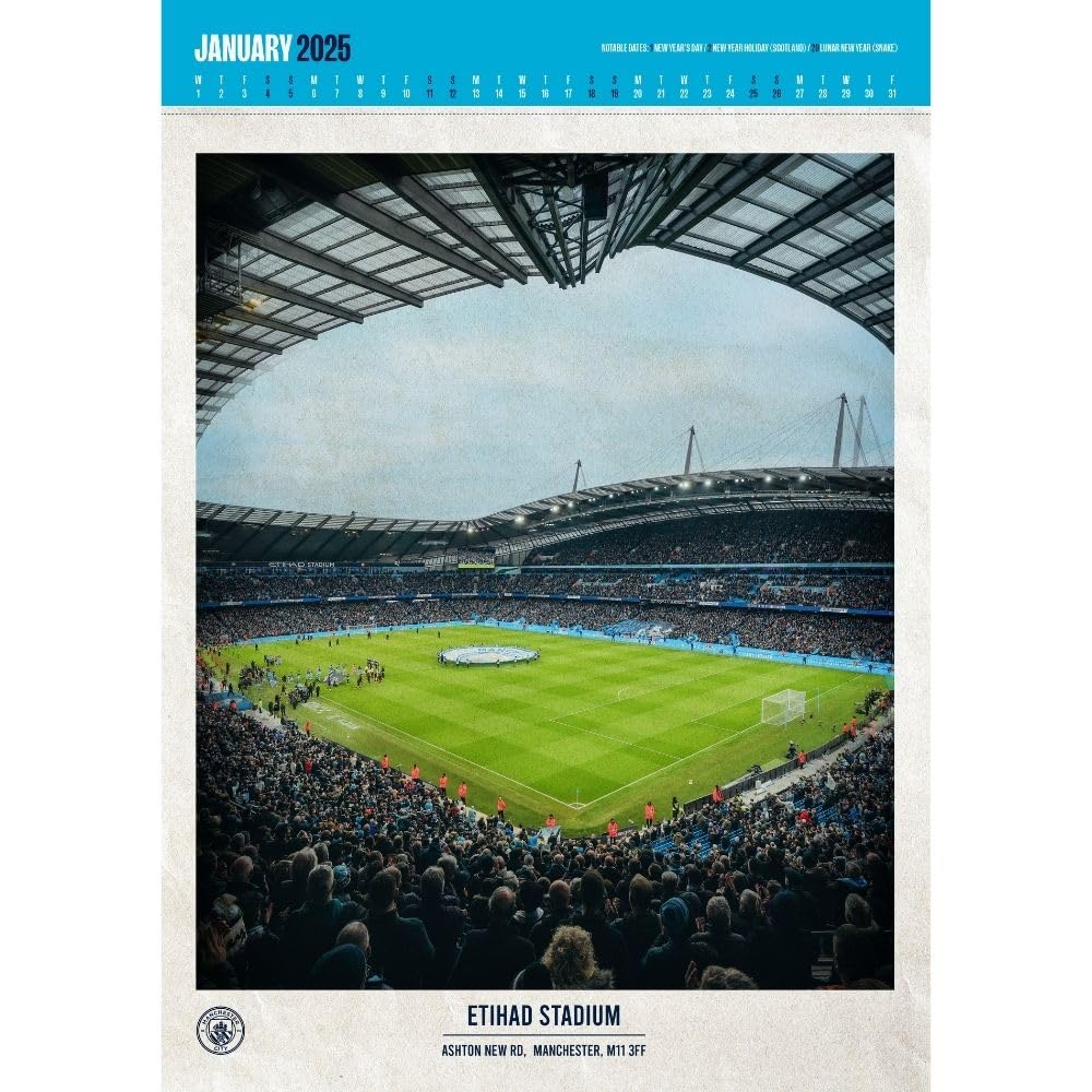 2025 Manchester City Fc - A3 Deluxe Wall Calendar