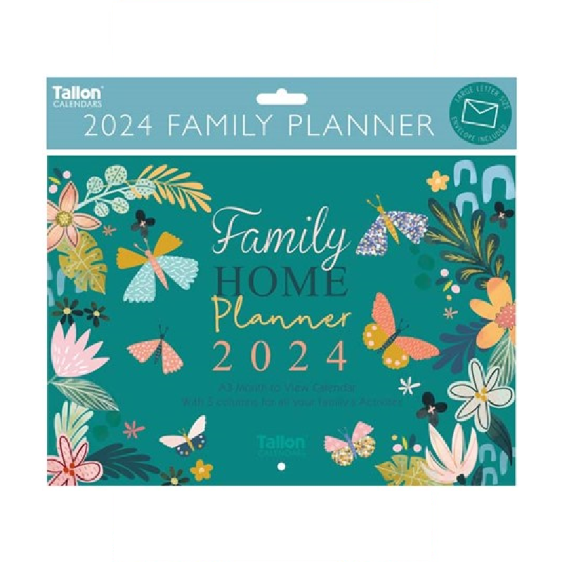 2024 Green Family Home Planner Organiser - A3 Wall Calendar  SOLD OUT