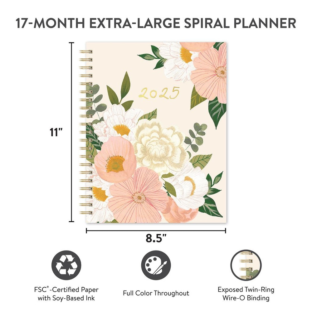 2025 Bella Flora - XL Spiral Weekly & Monthly Diary/Planner
