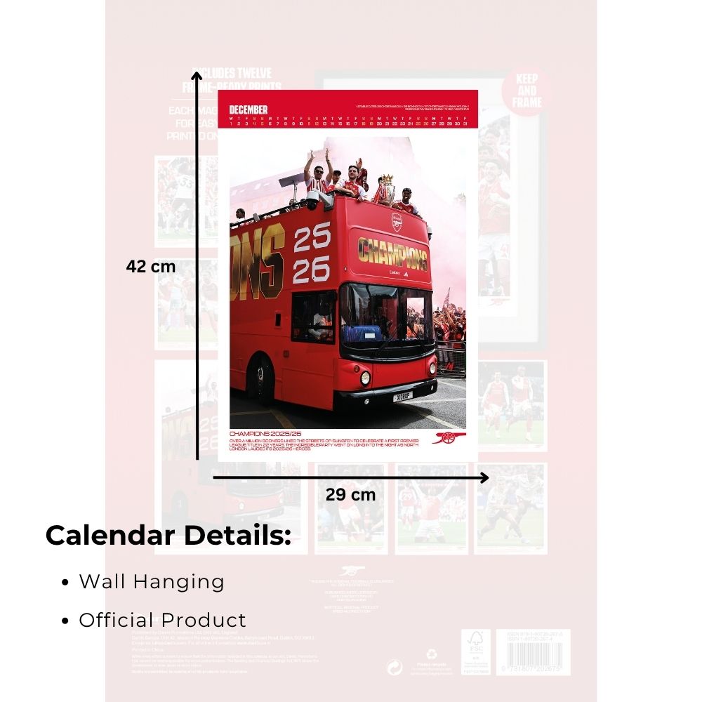 2027 Arsenal FC - A3 Deluxe Wall Calendar - product image 6