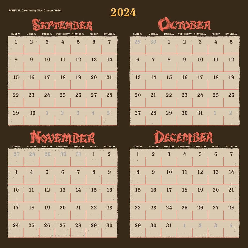 2025 Classic Horror Movies - Square Wall Calendar