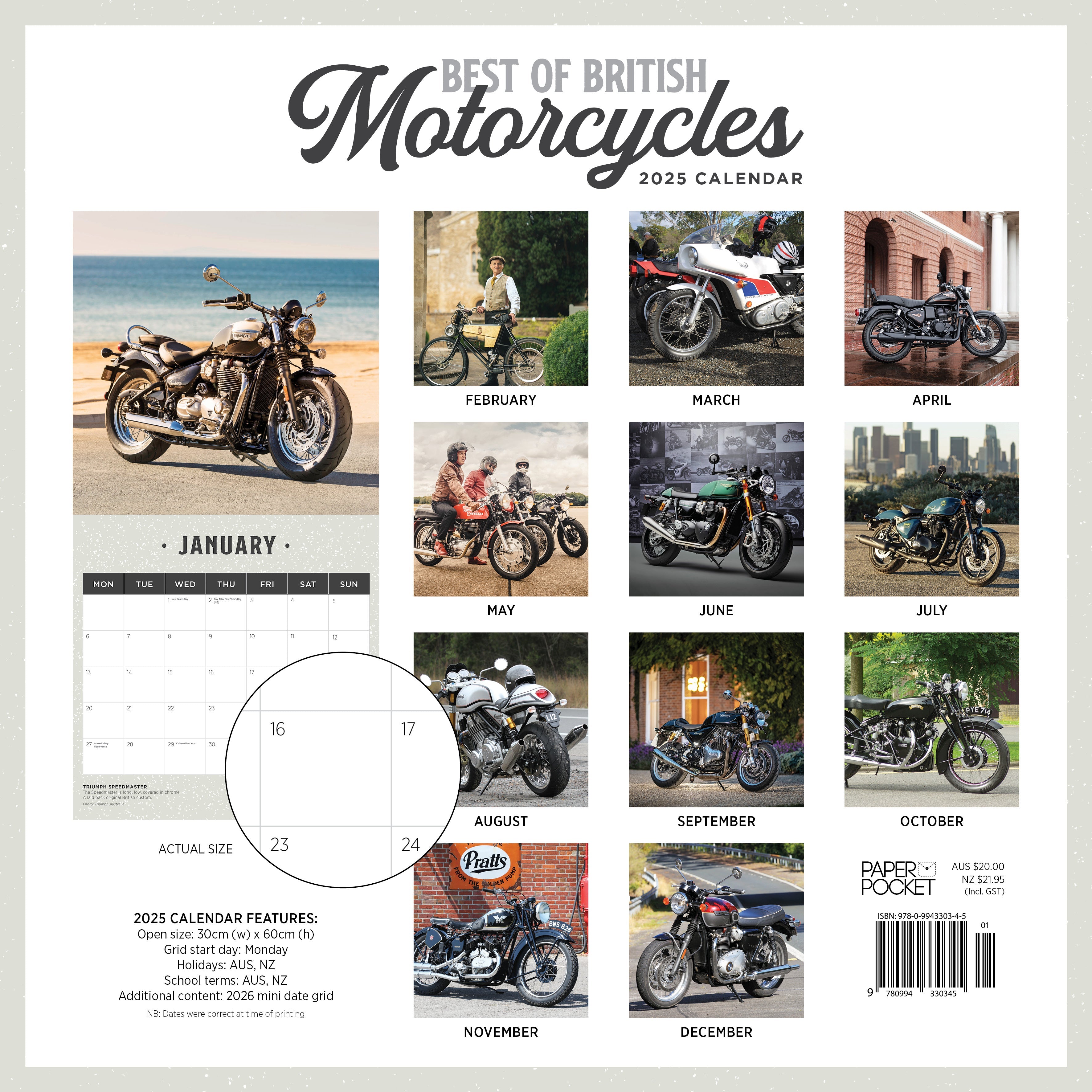 2025 Best Of British Motorcycles - Square Wall Calendar