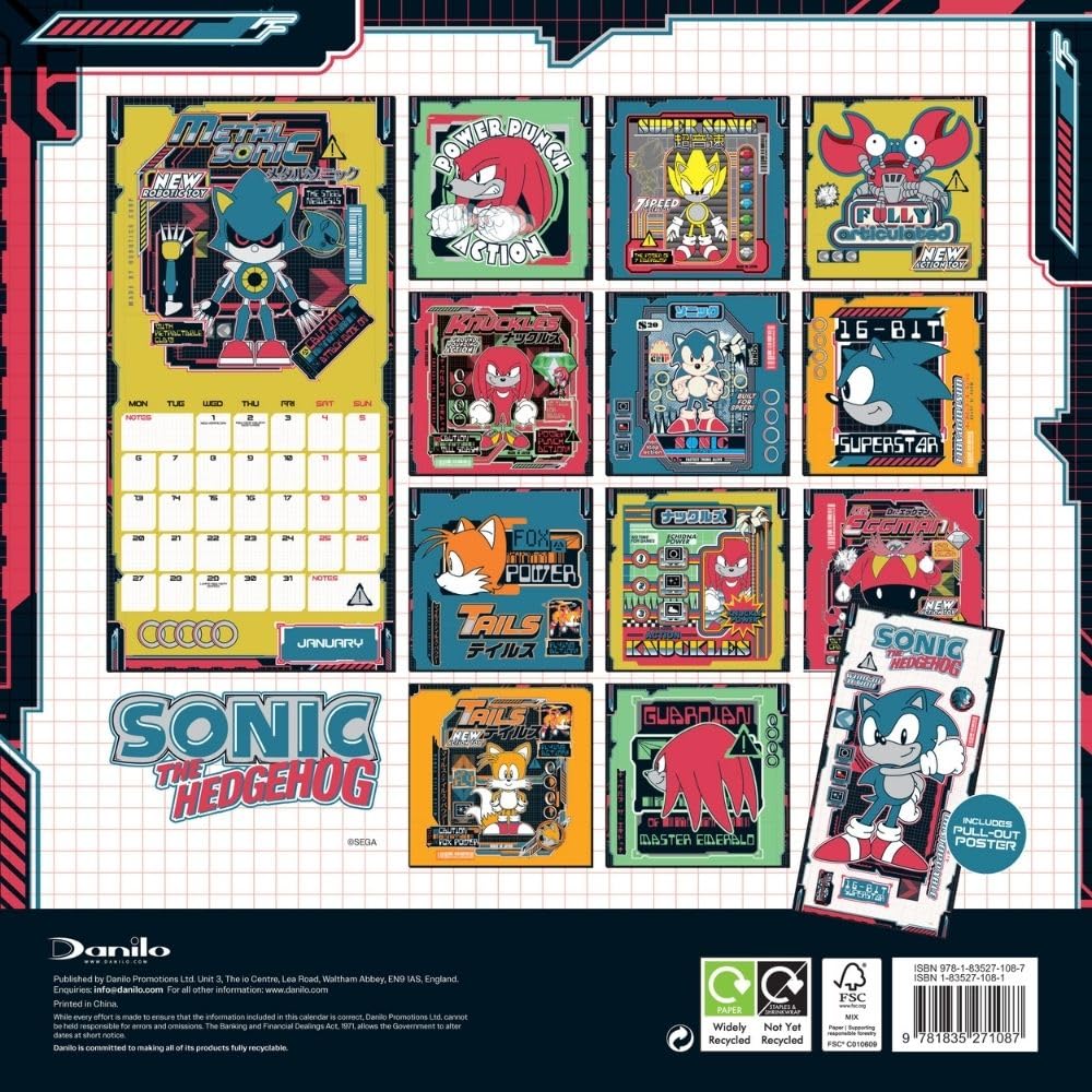 2025 Sonic The Hedgehog - Square Wall Calendar