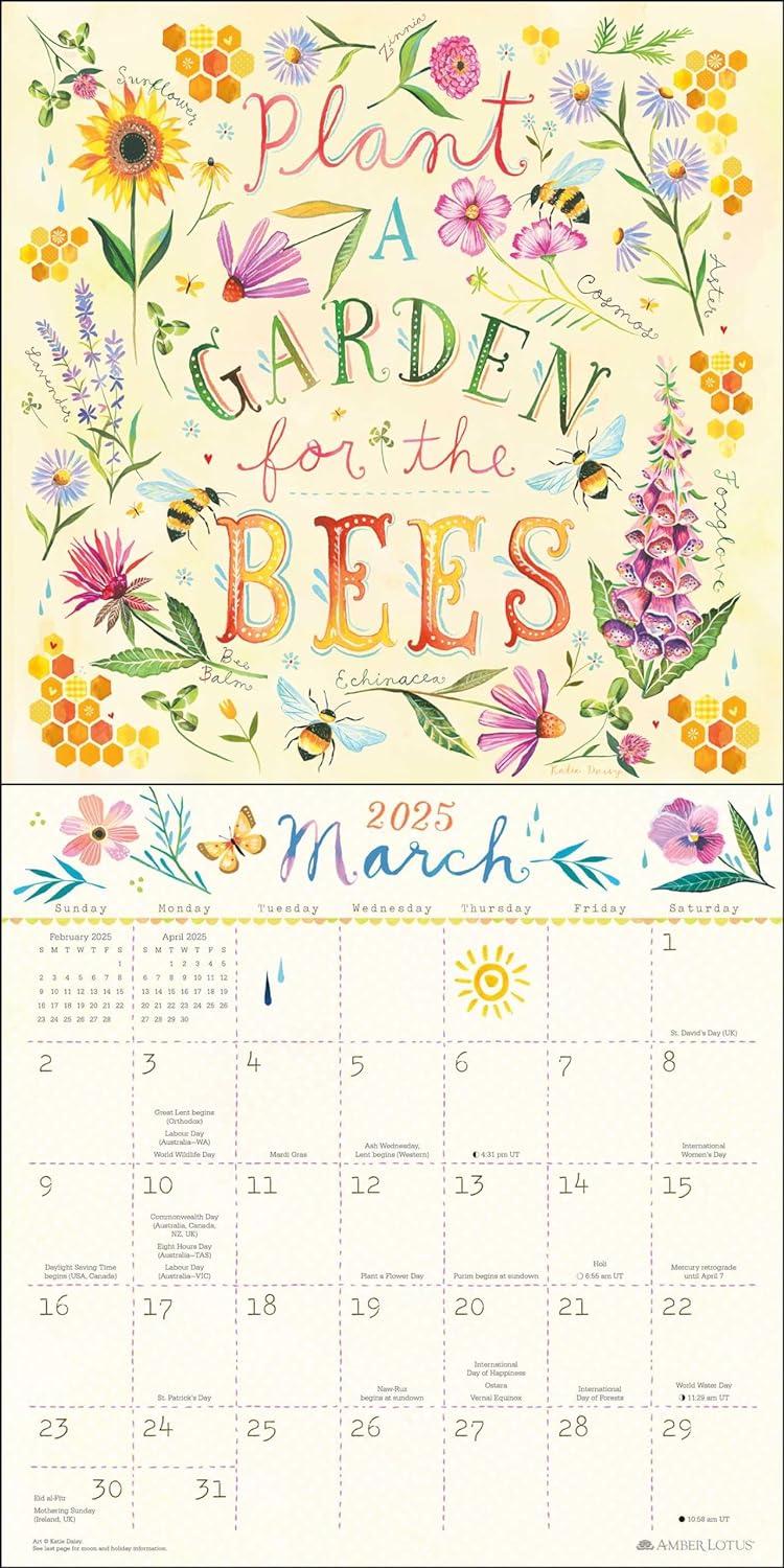 2025 Katie Daisy: Find Me in the Flowers - Square Wall Calendar