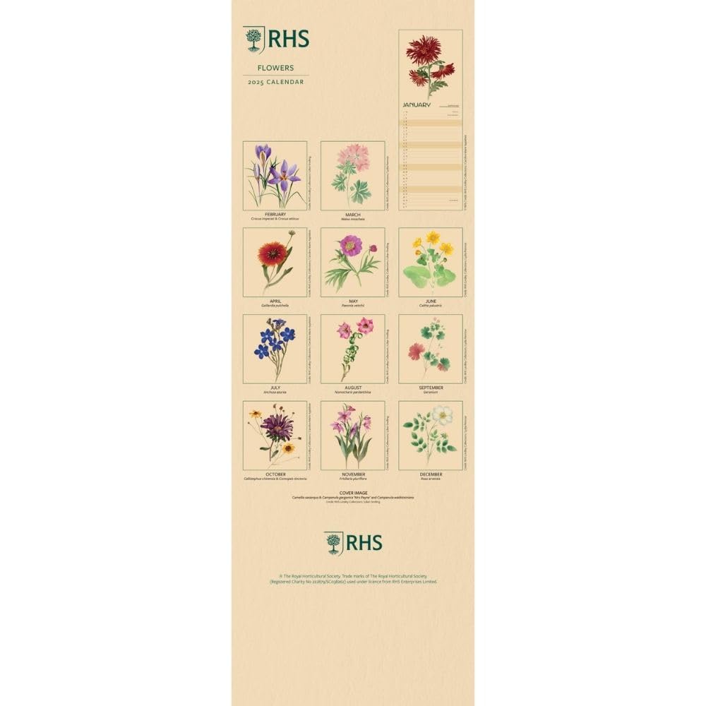 2025 Royal Horticultural Society Fruit And Flowers - Slim Wall Calendar