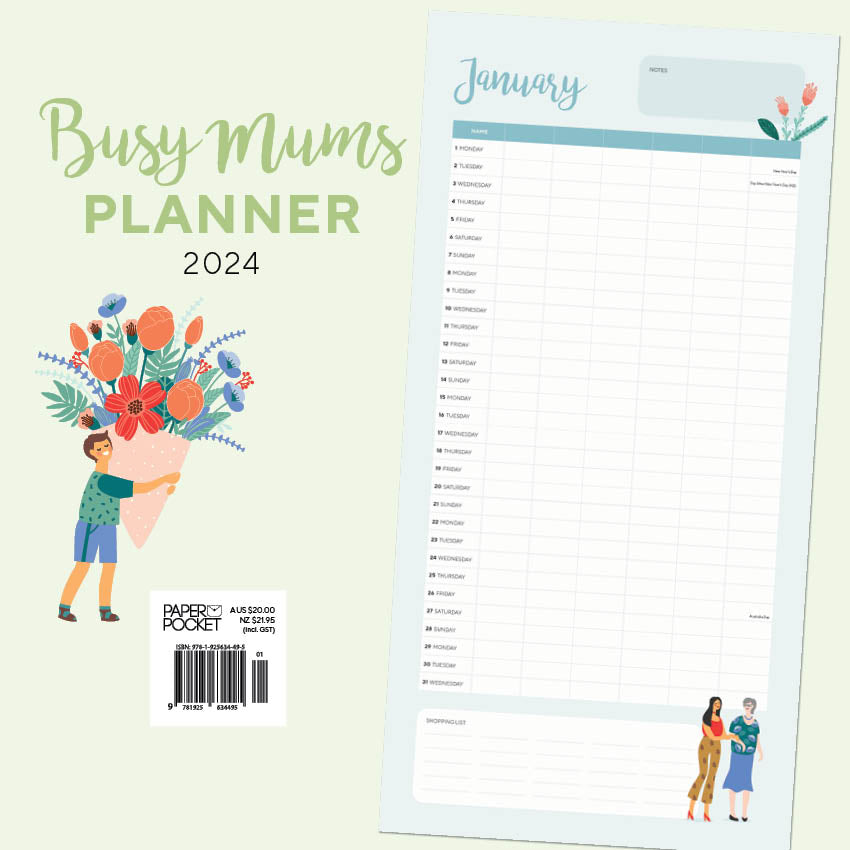 2024 Busy Mums Planner Square Wall Calendar