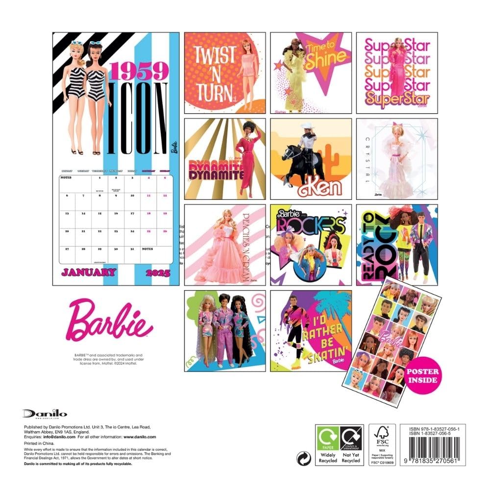 2025 Barbie - Square Wall Calendar