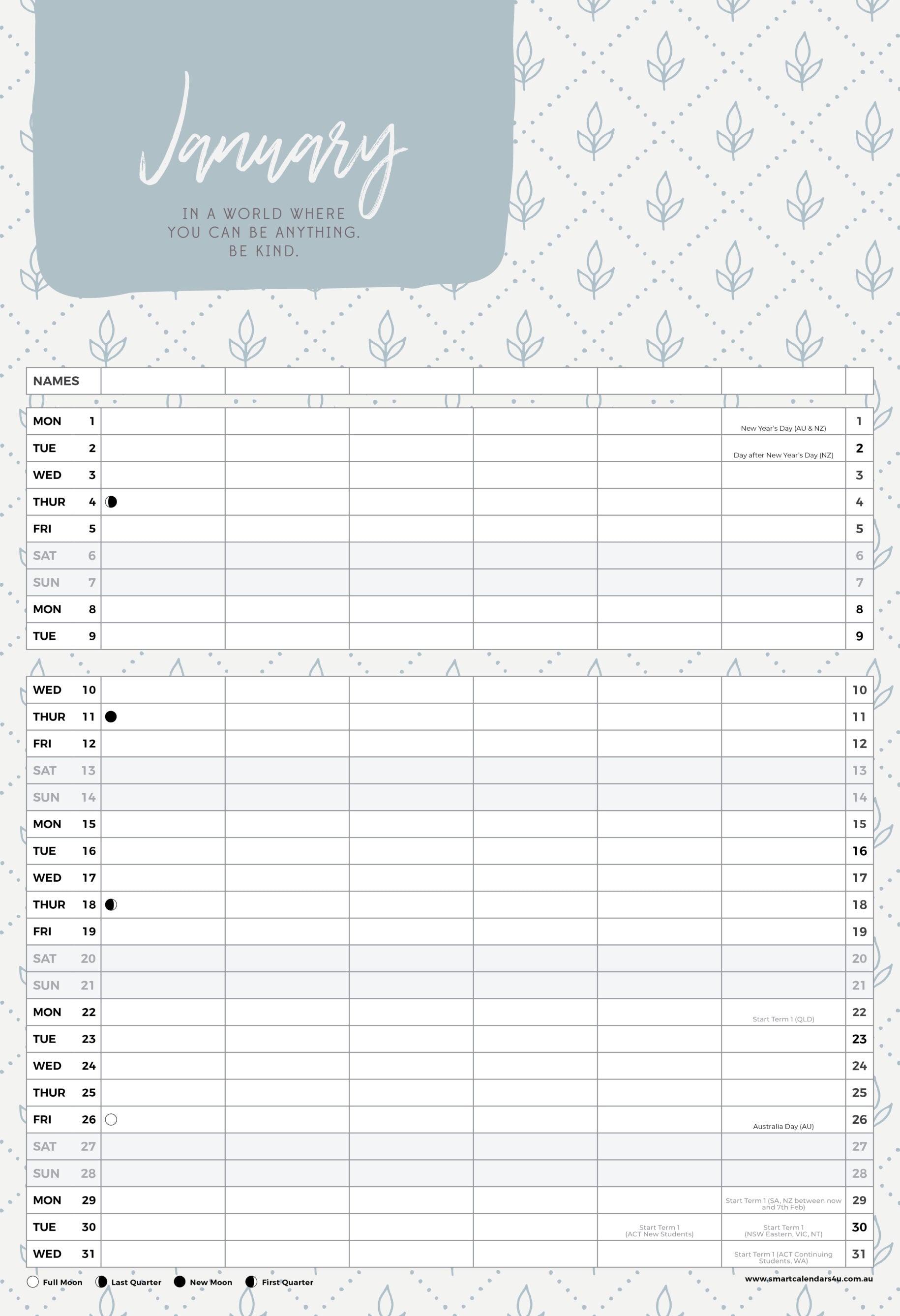 2024 Hygge (Australian Family Organiser) - Horizontal Wall Calendar