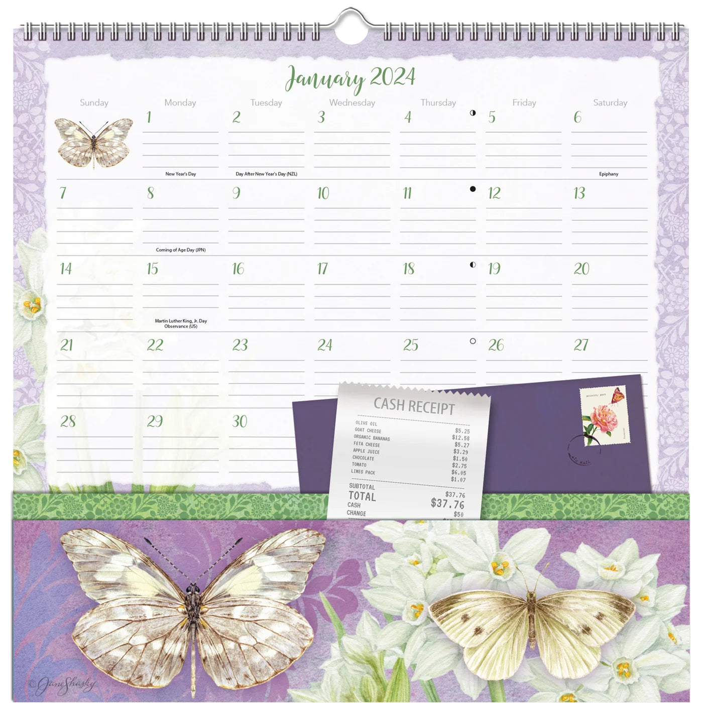 2024 Butterflies - Note Nook Square Wall Calendar