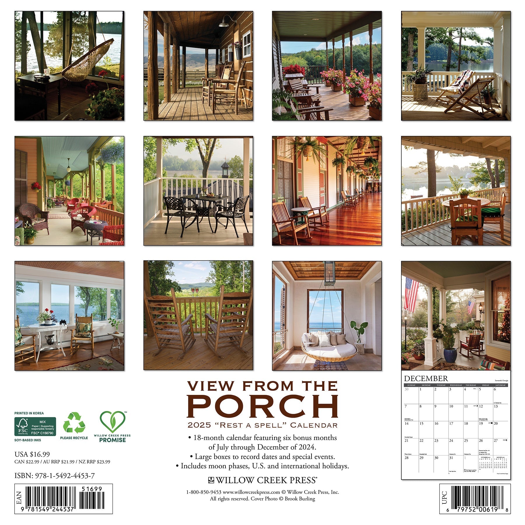 2025 Porch View - Square Wall Calendar