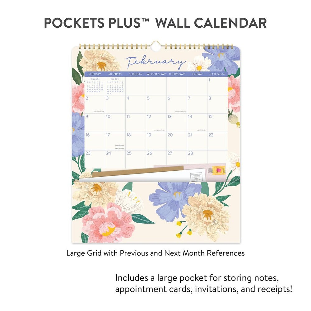 2025 Bella Flora Pockets Plus - Deluxe Wall Calendar