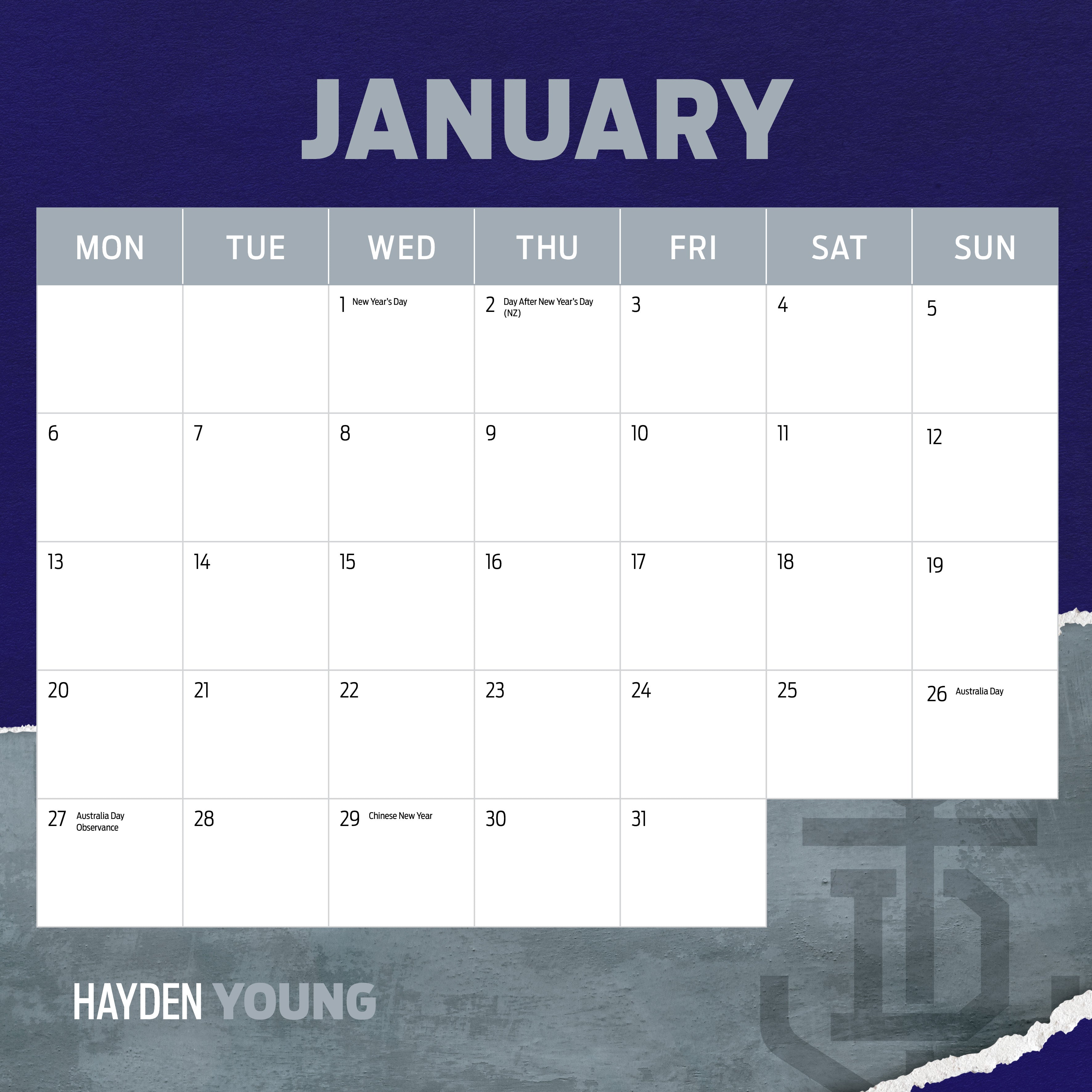 2025 AFL Fremantle Dockers - Square Wall Calendar